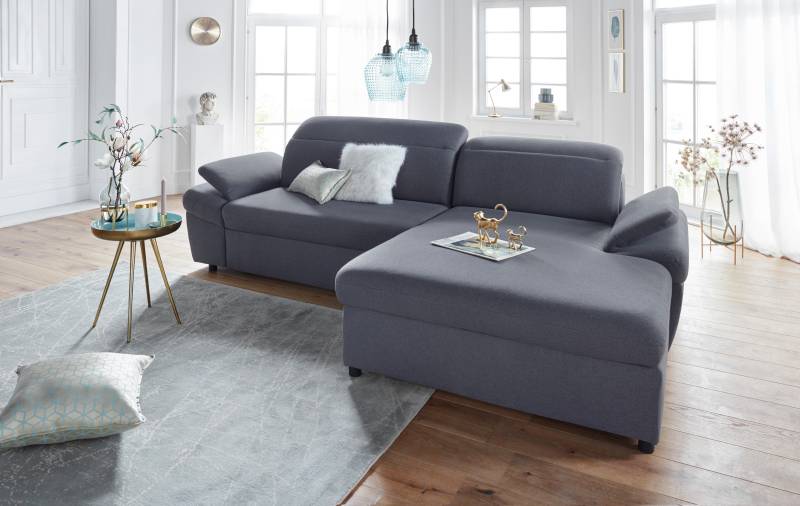 exxpo - sofa fashion Ecksofa »Kyoto, inkl. Kopfteil- und Armteilverstellung, hoher Sitzkomfort«, wahlweise mit Bettfunktion und Bettkasten, hochwertige Bezüge, L-Form von exxpo - sofa fashion