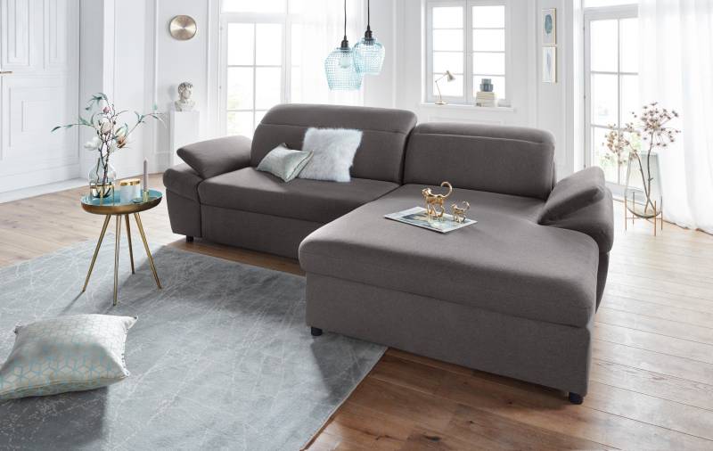 exxpo - sofa fashion Ecksofa »Kyoto, inkl. Kopfteil- und Armteilverstellung, hoher Sitzkomfort«, wahlweise mit Bettfunktion und Bettkasten, hochwertige Bezüge, L-Form von exxpo - sofa fashion