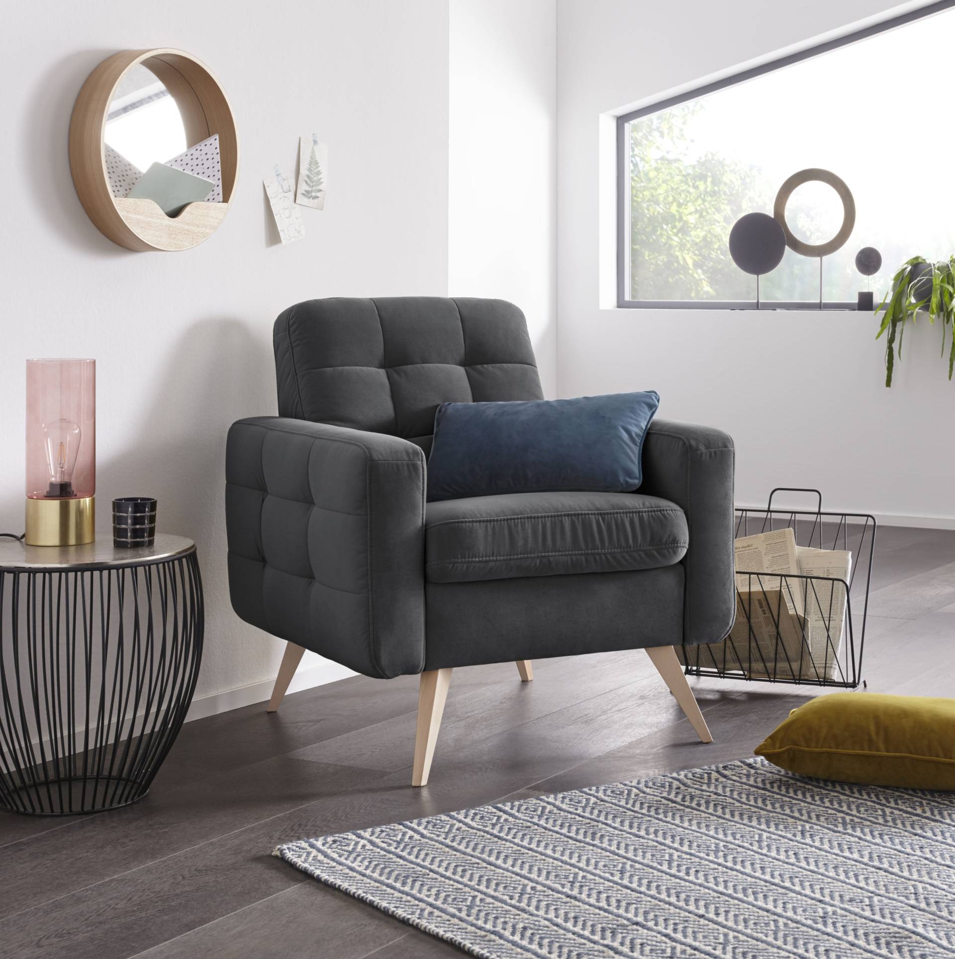 exxpo - sofa fashion Sessel »Nappa, Loungesessel, aktuelle Rückensteppung, bequem und modern«, hoher Holzfuss exxpo - sofa fashion Sessel »Nappa, Loungesessel, aktuelle Rückensteppung, bequem und modern«, hoher Holzfuss von exxpo - sofa fashion