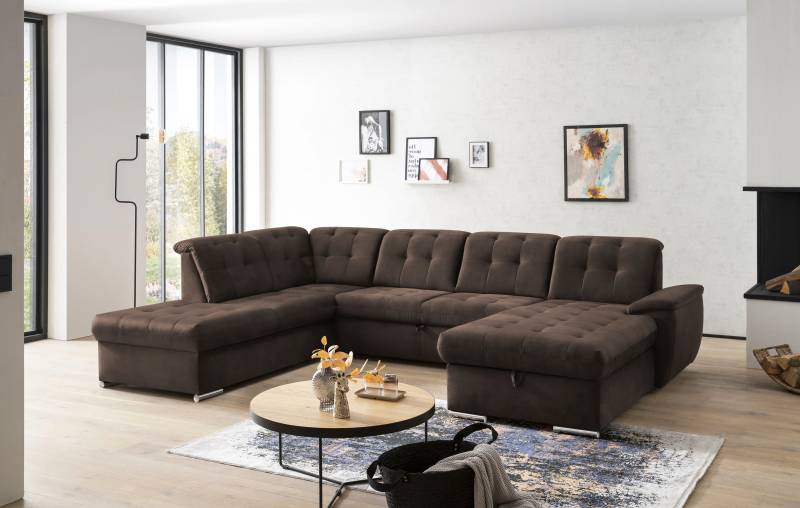 exxpo - sofa fashion Wohnlandschaft »Durango, aufwendige Sitz- und Rückenverarbeitung, bequem, U-Form«, inkl. Kopfteilverstellung, wahlweise mit Bettfunktion und Bettkasten von exxpo - sofa fashion