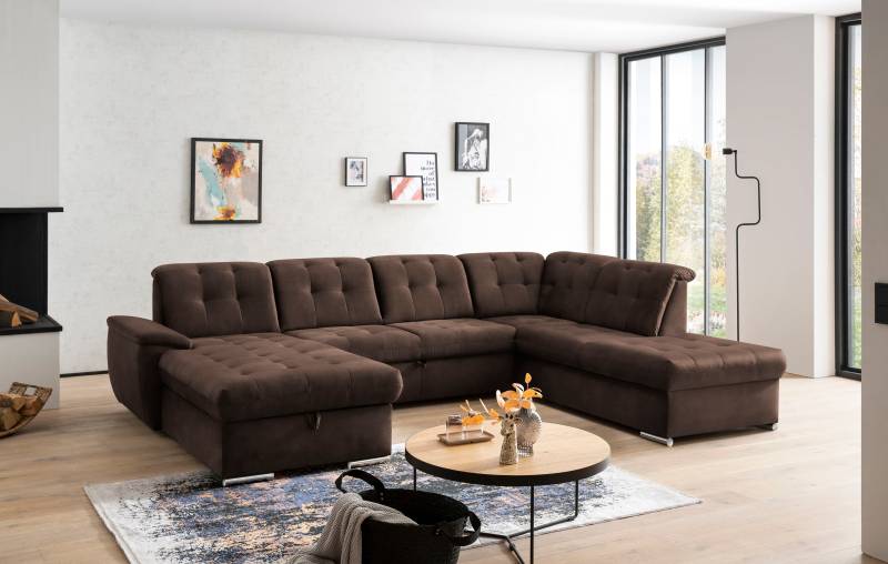 exxpo - sofa fashion Wohnlandschaft »Durango, aufwendige Sitz- und Rückenverarbeitung, bequem, U-Form«, inkl. Kopfteilverstellung, wahlweise mit Bettfunktion und Bettkasten von exxpo - sofa fashion