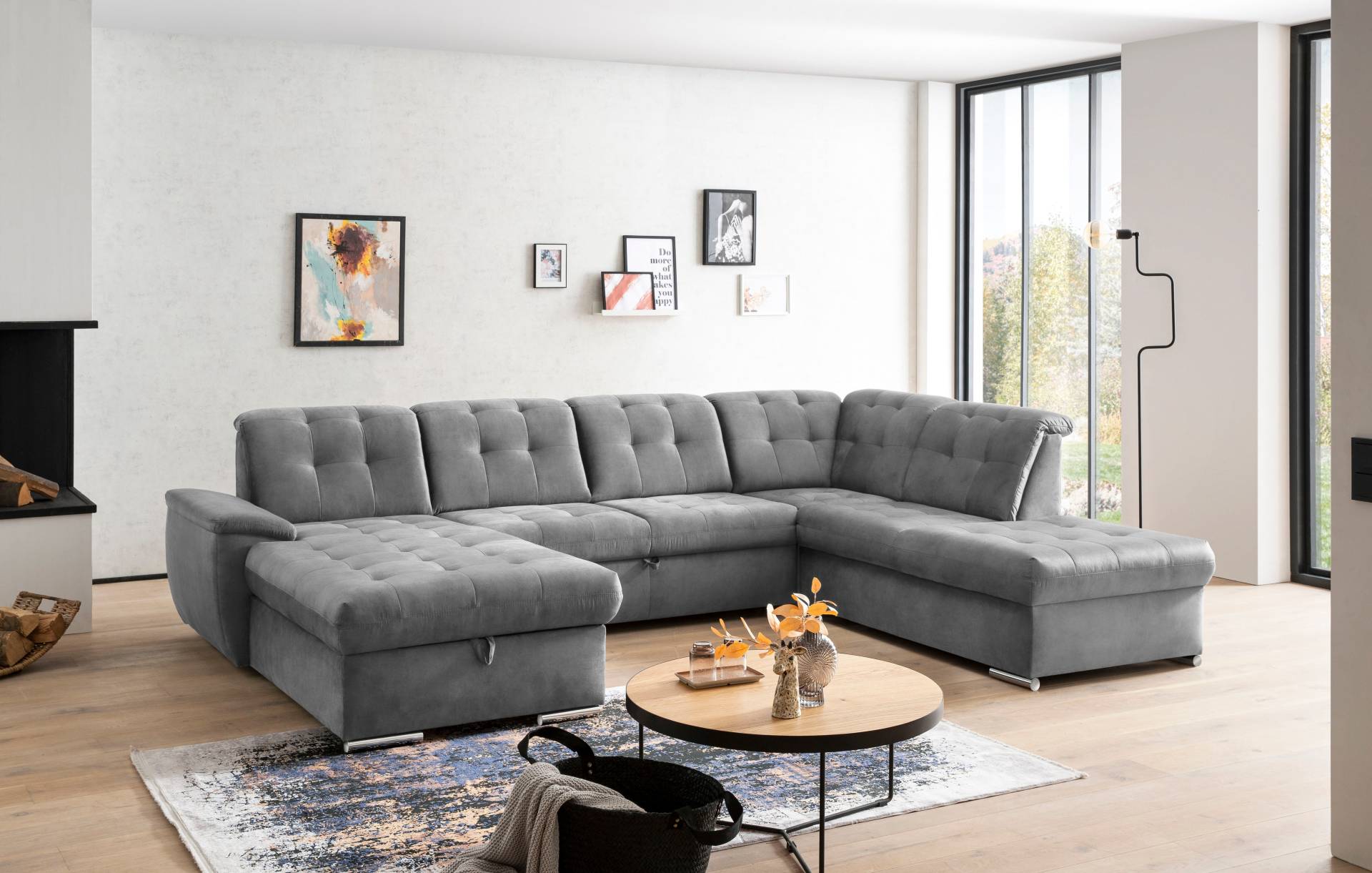 exxpo - sofa fashion Wohnlandschaft »Durango, aufwendige Sitz- und Rückenverarbeitung, bequem, U-Form«, inkl. Kopfteilverstellung, wahlweise mit Bettfunktion und Bettkasten von exxpo - sofa fashion