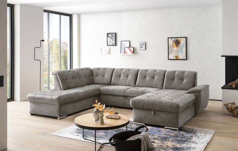 exxpo - sofa fashion Wohnlandschaft »Durango, aufwendige Sitz- und Rückenverarbeitung, bequem, U-Form«, inkl. Kopfteilverstellung, wahlweise mit Bettfunktion und Bettkasten von exxpo - sofa fashion