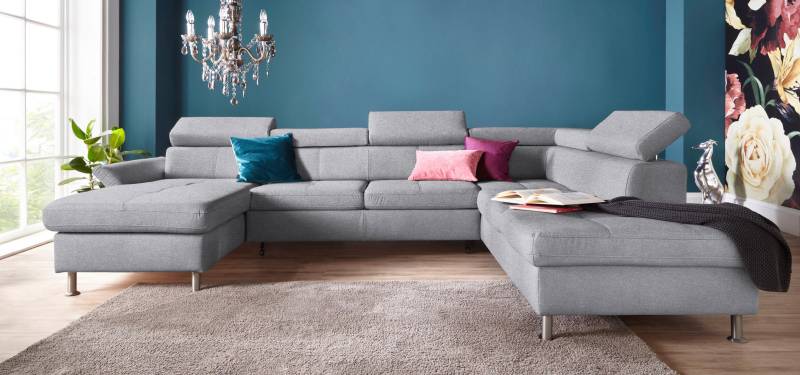 exxpo - sofa fashion Wohnlandschaft »Maretto, bequem und komfortabel, aufwendige Sitzsteppung, U-Form«, inkl. Kopfteilverstellung für mehr Sitzkomfort, wahlweise Bettfunktion von exxpo - sofa fashion