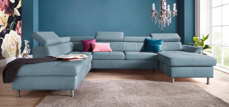 exxpo - sofa fashion Wohnlandschaft »Maretto, bequem und komfortabel, aufwendige Sitzsteppung, U-Form«, inkl. Kopfteilverstellung für mehr Sitzkomfort, wahlweise Bettfunktion von exxpo - sofa fashion