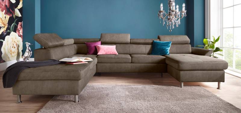 exxpo - sofa fashion Wohnlandschaft »Maretto, bequem und komfortabel, aufwendige Sitzsteppung, U-Form«, inkl. Kopfteilverstellung für mehr Sitzkomfort, wahlweise Bettfunktion von exxpo - sofa fashion