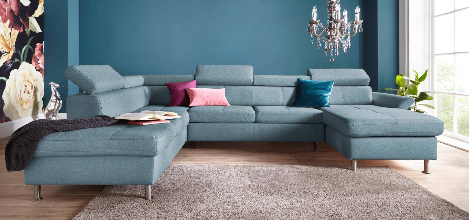 exxpo - sofa fashion Wohnlandschaft »Maretto, bequem und komfortabel, aufwendige Sitzsteppung, U-Form«, inkl. Kopfteilverstellung für mehr Sitzkomfort, wahlweise Bettfunktion von exxpo - sofa fashion