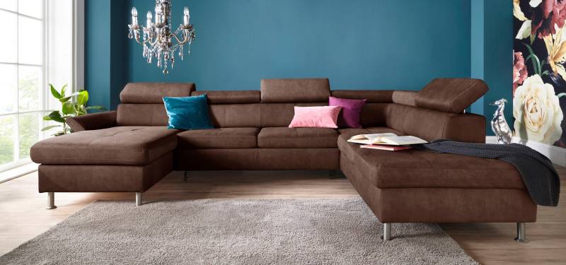 exxpo - sofa fashion Wohnlandschaft »Maretto, bequem und komfortabel, aufwendige Sitzsteppung, U-Form«, inkl. Kopfteilverstellung für mehr Sitzkomfort, wahlweise Bettfunktion von exxpo - sofa fashion