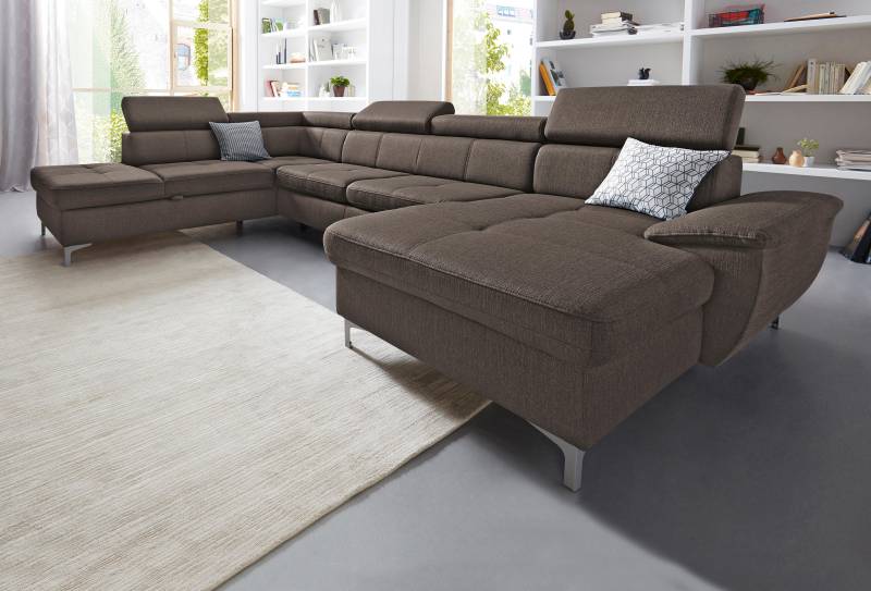 exxpo - sofa fashion Wohnlandschaft »Azzano, komfortabel und bequem, tolle Detailverarbeitung, U-Form«, inkl. Kopfteilverstellung, wahlweise mit Bettfunktion und Bettkasten von exxpo - sofa fashion