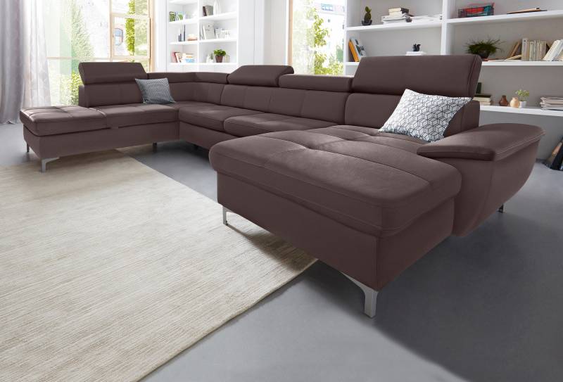 exxpo - sofa fashion Wohnlandschaft »Azzano, komfortabel und bequem, tolle Detailverarbeitung, U-Form«, inkl. Kopfteilverstellung, wahlweise mit Bettfunktion und Bettkasten von exxpo - sofa fashion