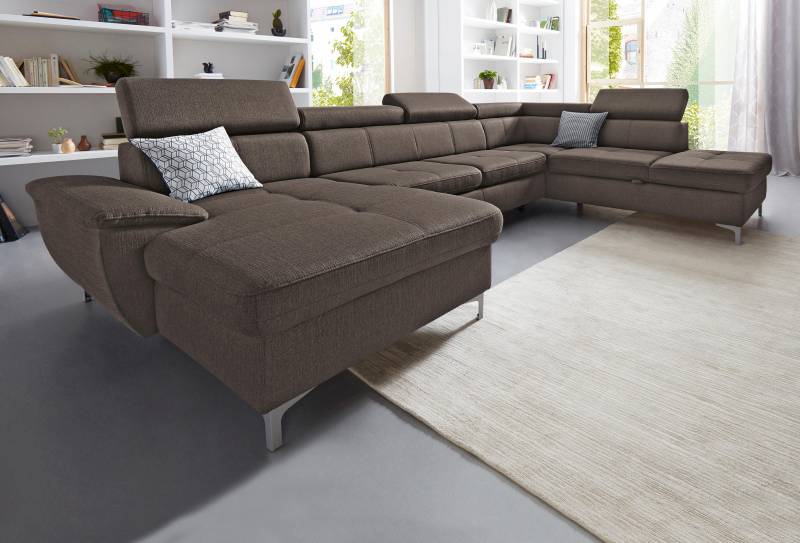 exxpo - sofa fashion Wohnlandschaft »Azzano, komfortabel und bequem, tolle Detailverarbeitung, U-Form«, inkl. Kopfteilverstellung, wahlweise mit Bettfunktion und Bettkasten von exxpo - sofa fashion