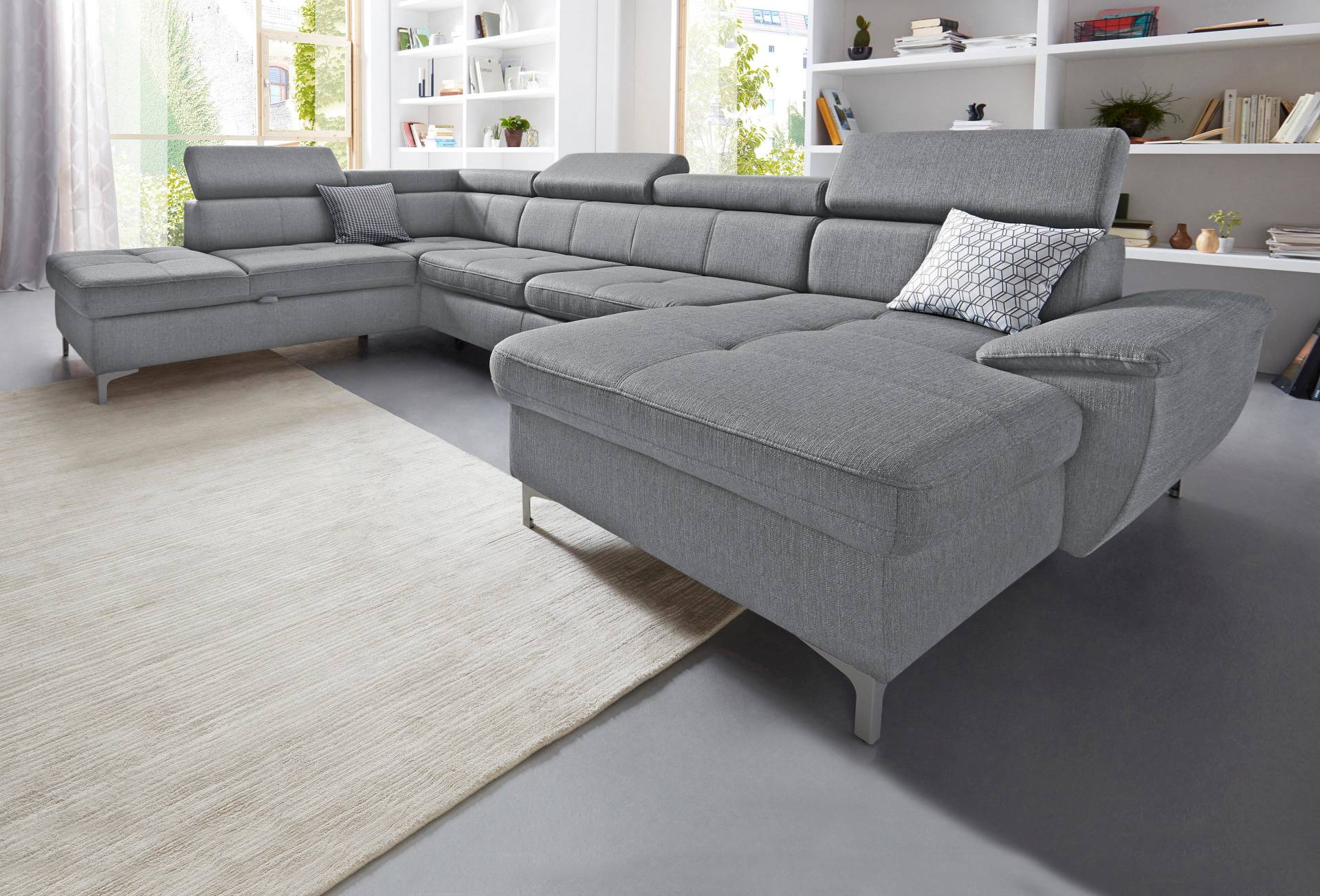 exxpo - sofa fashion Wohnlandschaft »Azzano, komfortabel und bequem, tolle Detailverarbeitung, U-Form«, inkl. Kopfteilverstellung, wahlweise mit Bettfunktion und Bettkasten von exxpo - sofa fashion