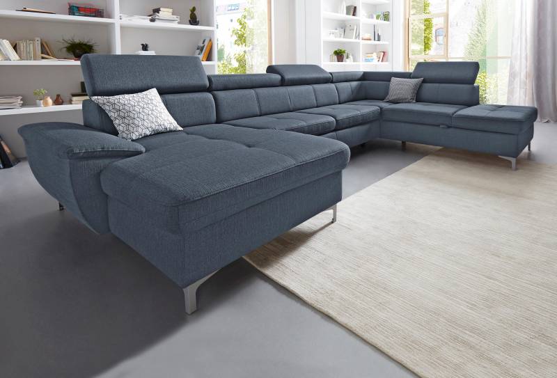 exxpo - sofa fashion Wohnlandschaft »Azzano, komfortabel und bequem, tolle Detailverarbeitung, U-Form«, inkl. Kopfteilverstellung, wahlweise mit Bettfunktion und Bettkasten von exxpo - sofa fashion