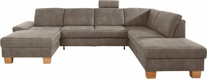 exxpo - sofa fashion Wohnlandschaft »Croma, hochwertige Detailverarbeitung, mit aktueller Kontrastnaht«, bequem, wahlweise mit Bettfunktion und Bettkasten, U-Form von exxpo - sofa fashion