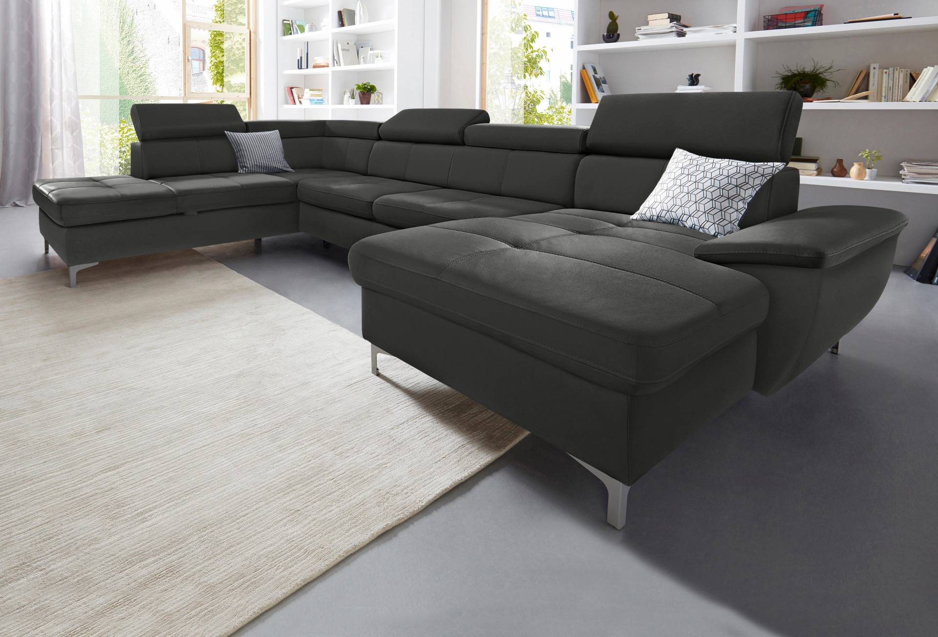 exxpo - sofa fashion Wohnlandschaft »Azzano, komfortabel und bequem, tolle Detailverarbeitung, U-Form«, inkl. Kopfteilverstellung, wahlweise mit Bettfunktion und Bettkasten von exxpo - sofa fashion