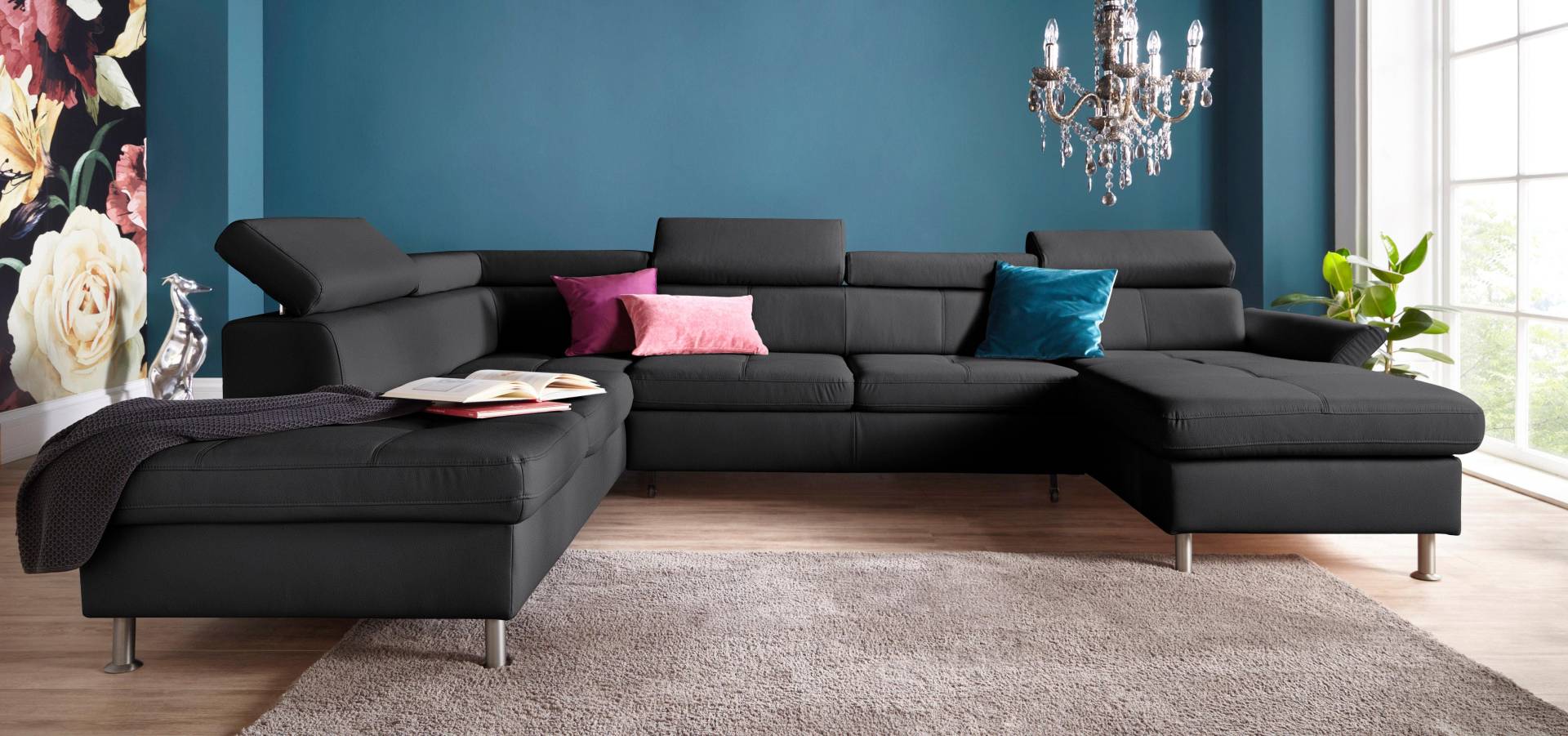 exxpo - sofa fashion Wohnlandschaft »Maretto, bequem und komfortabel, aufwendige Sitzsteppung, U-Form«, inkl. Kopfteilverstellung für mehr Sitzkomfort, wahlweise Bettfunktion von exxpo - sofa fashion