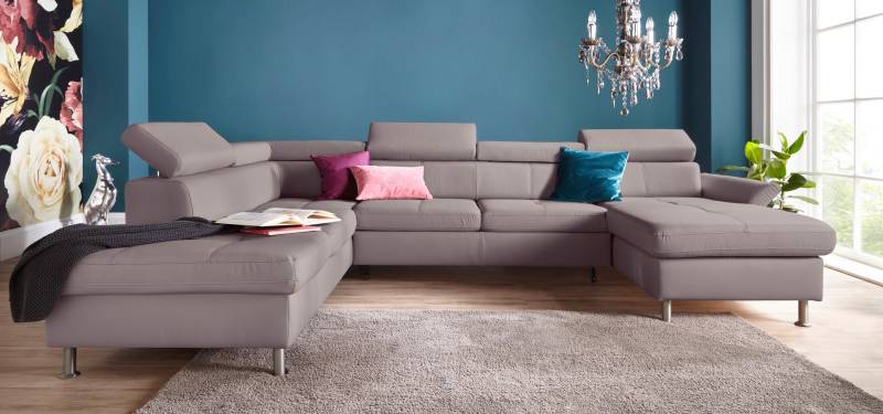 exxpo - sofa fashion Wohnlandschaft »Maretto, bequem und komfortabel, aufwendige Sitzsteppung, U-Form«, inkl. Kopfteilverstellung für mehr Sitzkomfort, wahlweise Bettfunktion von exxpo - sofa fashion