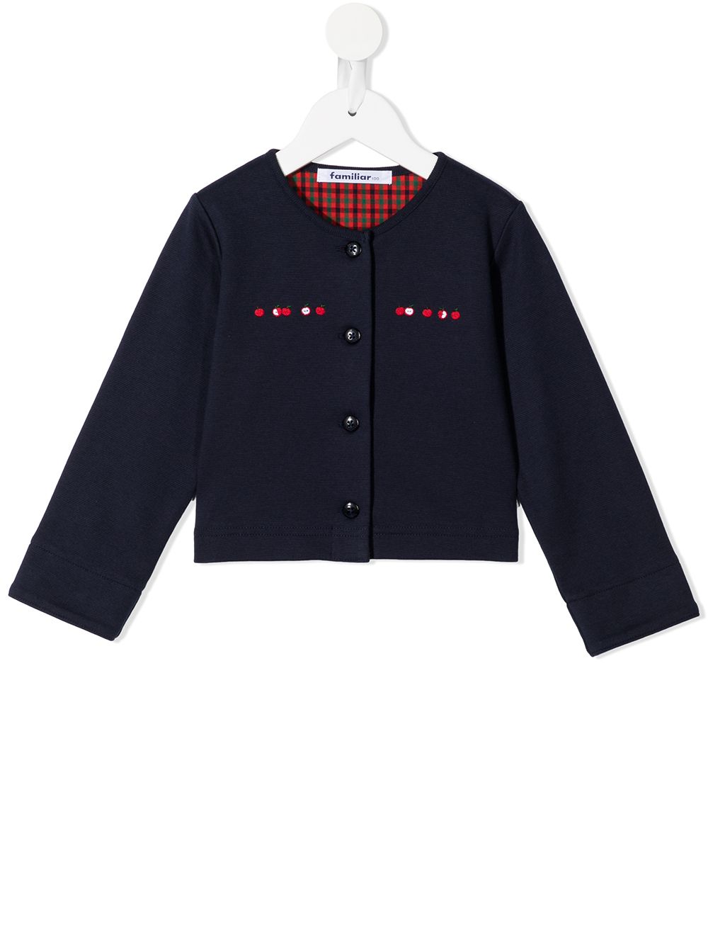 familiar embroidered-motif cotton cardigan - Blue von familiar