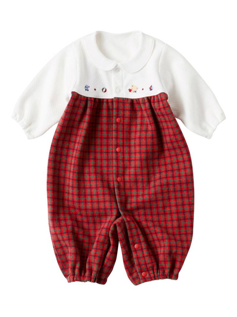 familiar gingham-check cotton romper - Red von familiar