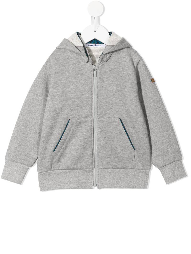 familiar zipped cotton hoodie - Grey von familiar