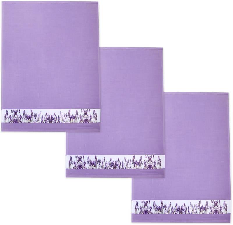 framsohn frottier Geschirrtuch »Lavendel, aus 100% Baumwolle«, (Set, 3 tlg.), dichte Feinwebung, mit Bordüre, in Österreich hergestellt, 50x70 cm von framsohn frottier