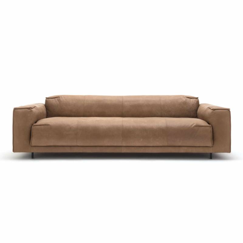 136 4er Leder Sofa, Lederbezug brown cream/yellow grey 9221, Breite 203 cm von freistil by Rolf Benz