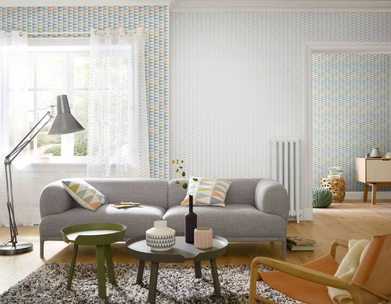 freundin Home Collection Dekokissen »Nordic Living 04 weiss-bunt«, Kissen mit Polyesterfüllung bedruckt mit Dreiecksmotiven, 45x45 cm von freundin Home Collection