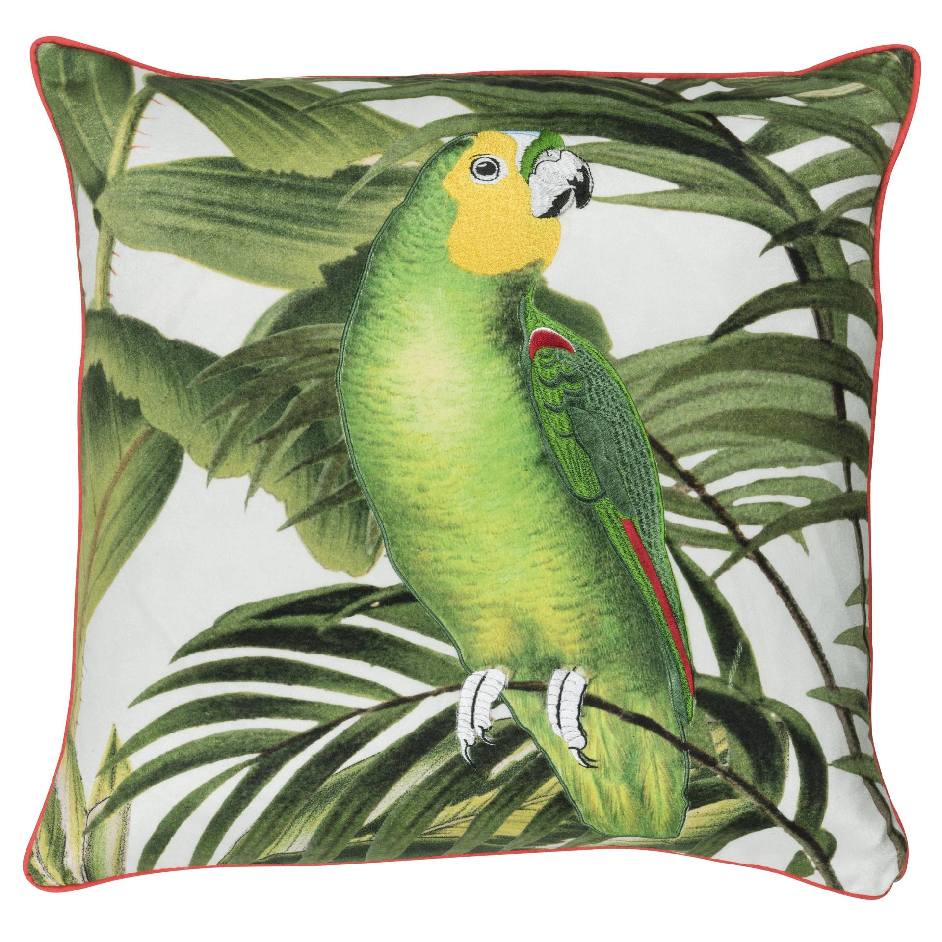 freundin Home Collection Dekokissen »Paradise 03 weiss-bunt«, Kissen mit Polyesterfüllung digital gedruckt mit Vogelmotiv, 45x45 cm von freundin Home Collection