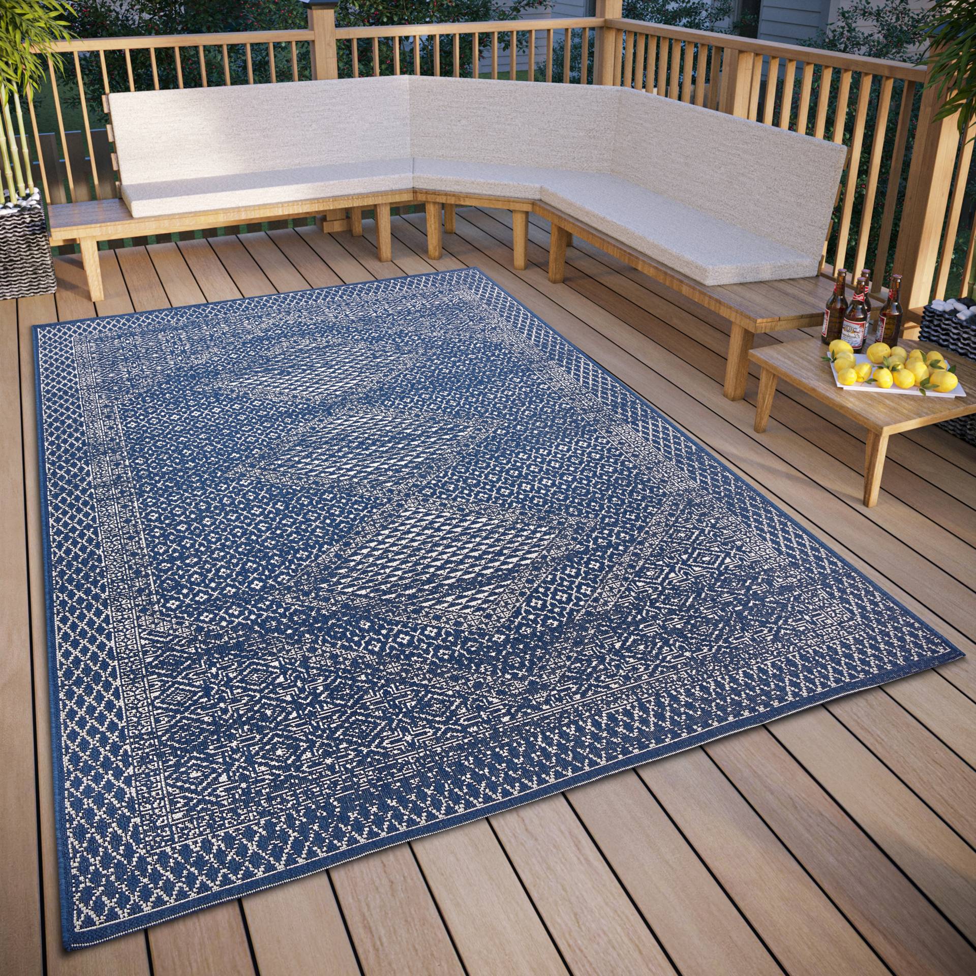 freundin Home Collection Teppich »Sophie«, rechteckig, 3 mm Höhe, In und Outdoor, Flachgewebe, wetterfest, pflegeleicht, robust von freundin Home Collection