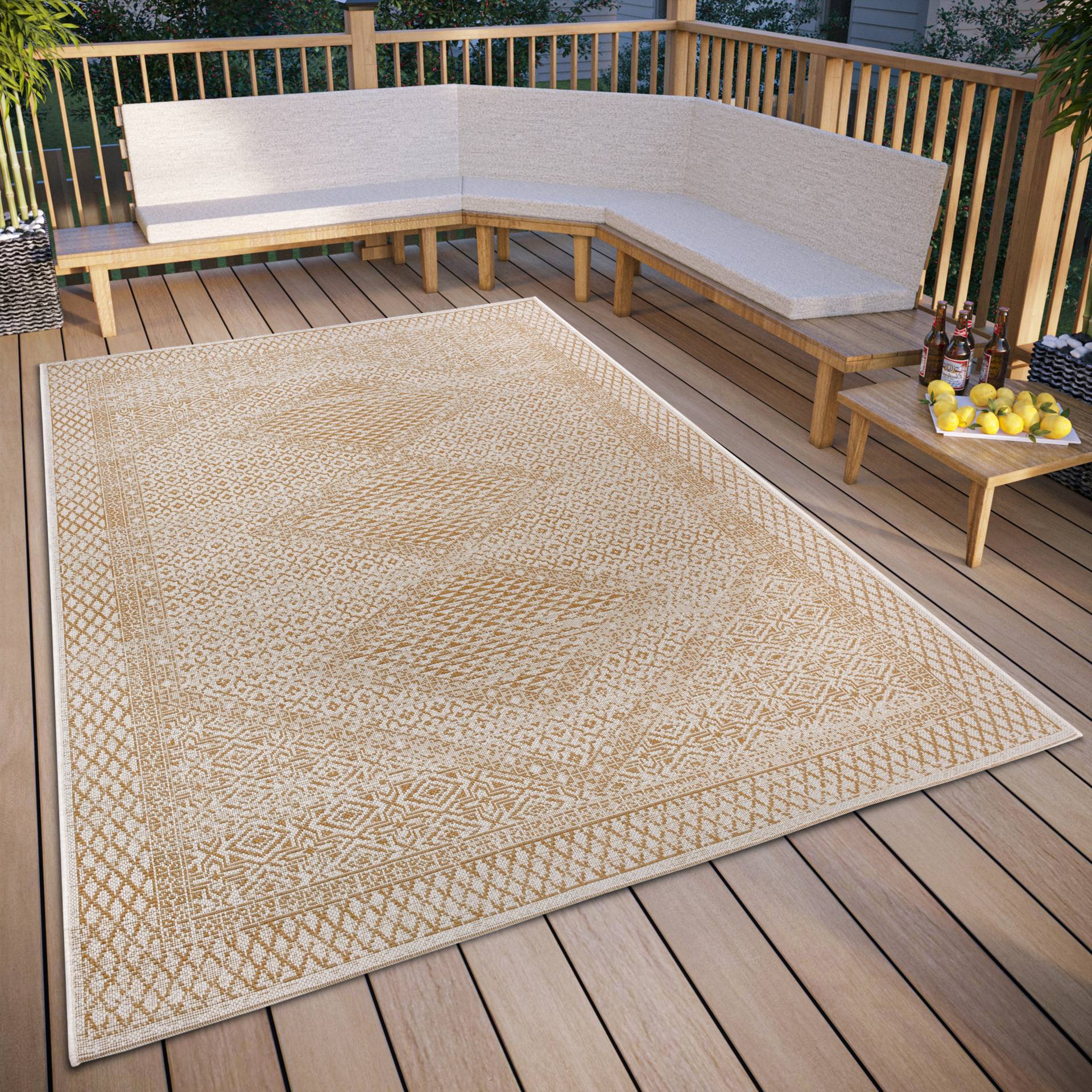 freundin Home Collection Teppich »Sophie«, rechteckig, 3 mm Höhe, In und Outdoor, Flachgewebe, wetterfest, pflegeleicht, robust von freundin Home Collection