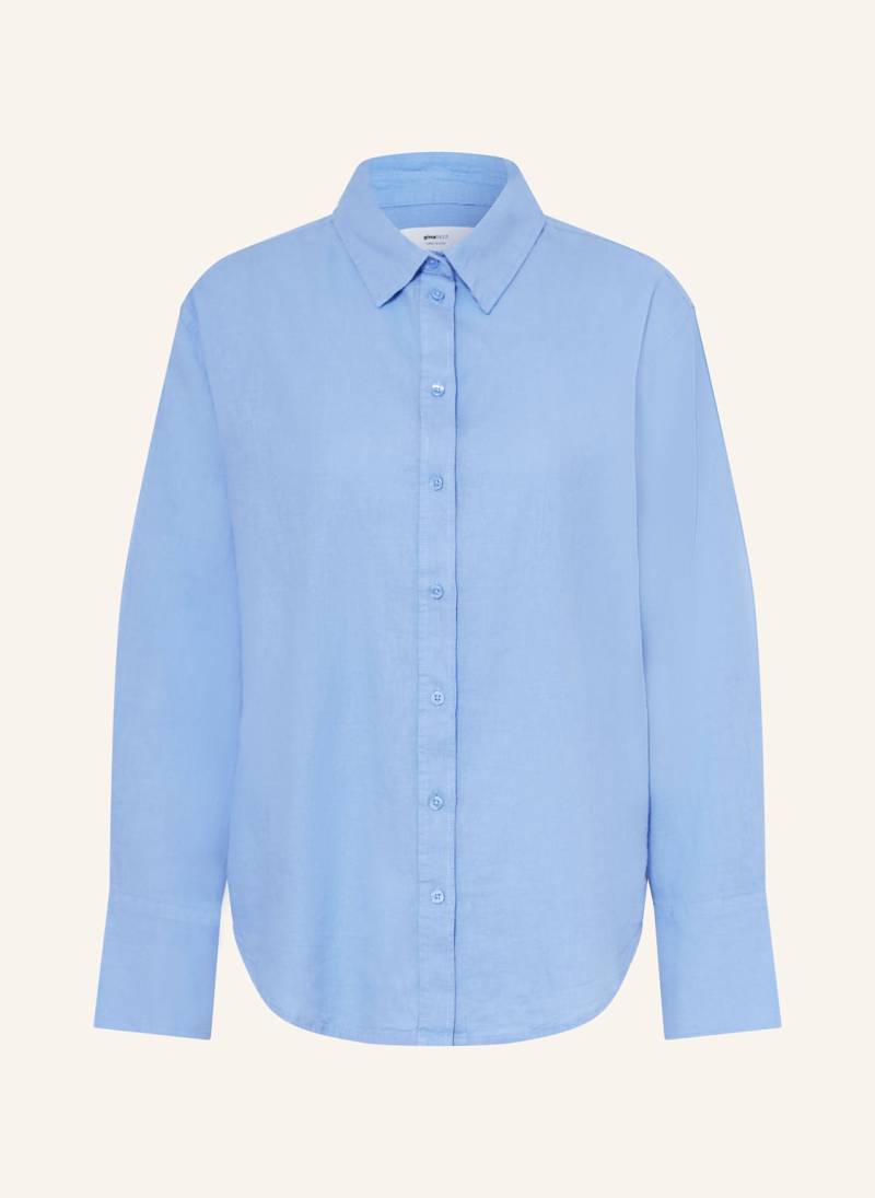 Gina Tricot Hemdbluse Mit Leinen blau von gina tricot