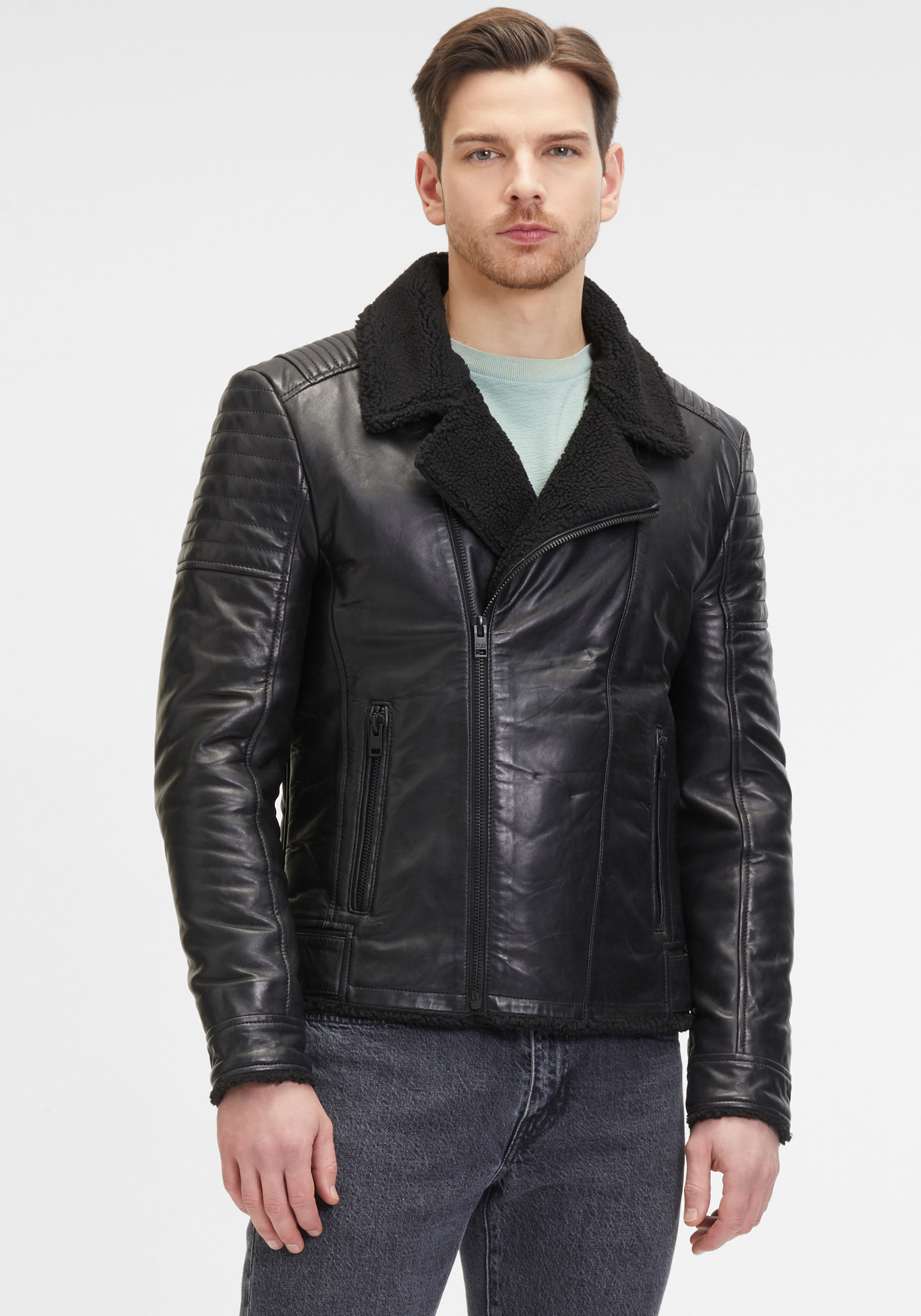 Mauritius Lederjacke »G2MIdor SF«, Reverskragenmit Fellimitat, asymetrischer Reissverschluss Mauritius Lederjacke »G2MIdor SF«, Reverskragenmit Fellimitat, asymetrischer Reissverschluss von Mauritius