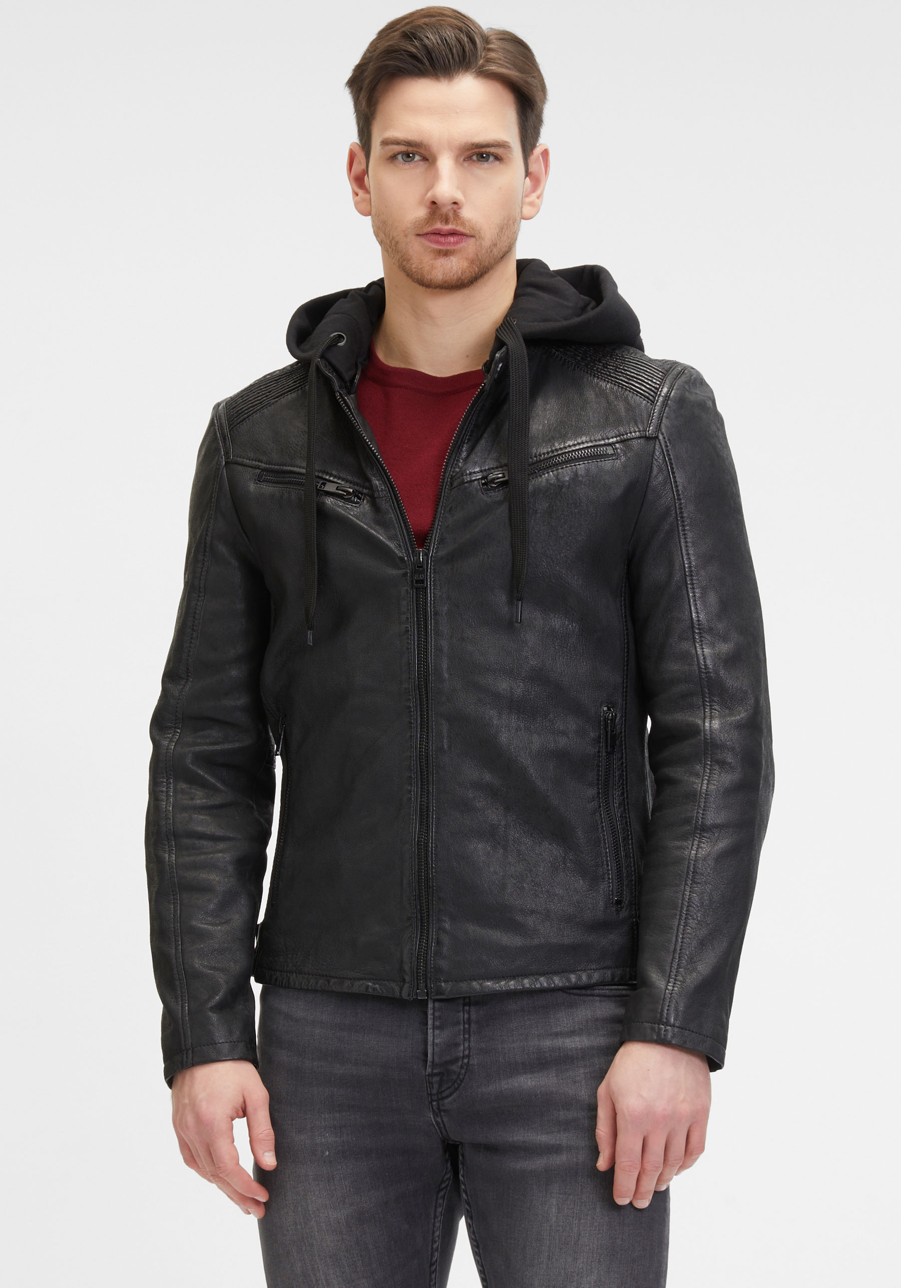 Mauritius Lederjacke »G2MNeiko SF«, mit Kapuze, mit Reissvershcluss, Kapuze, Ziersteppung Mauritius Lederjacke »G2MNeiko SF«, mit Kapuze, mit Reissvershcluss, Kapuze, Ziersteppung von Mauritius