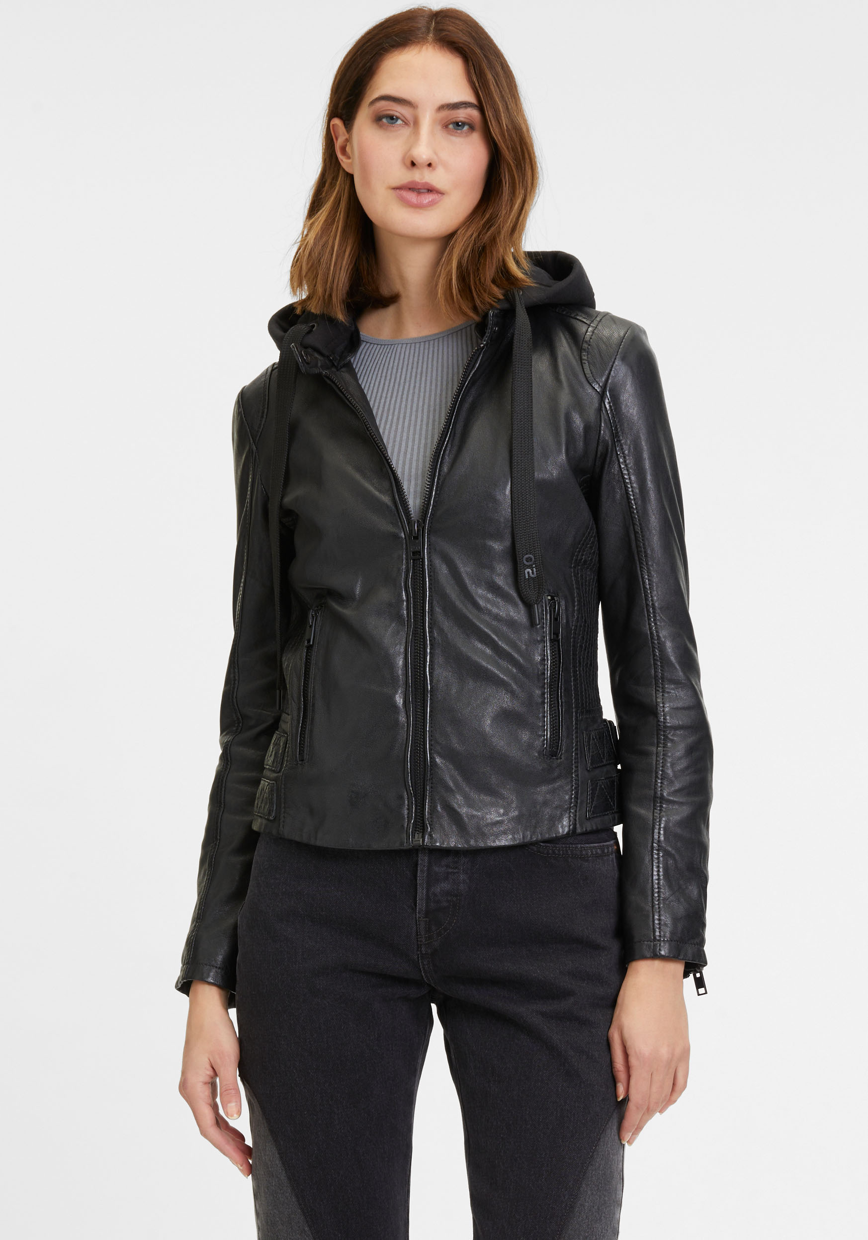 Mauritius Lederjacke »G2WAlya SF«, mit Kapuze, mit farblichpassender Kapuze, Reissverschluss Mauritius Lederjacke »G2WAlya SF«, mit Kapuze, mit farblichpassender Kapuze, Reissverschluss von Mauritius