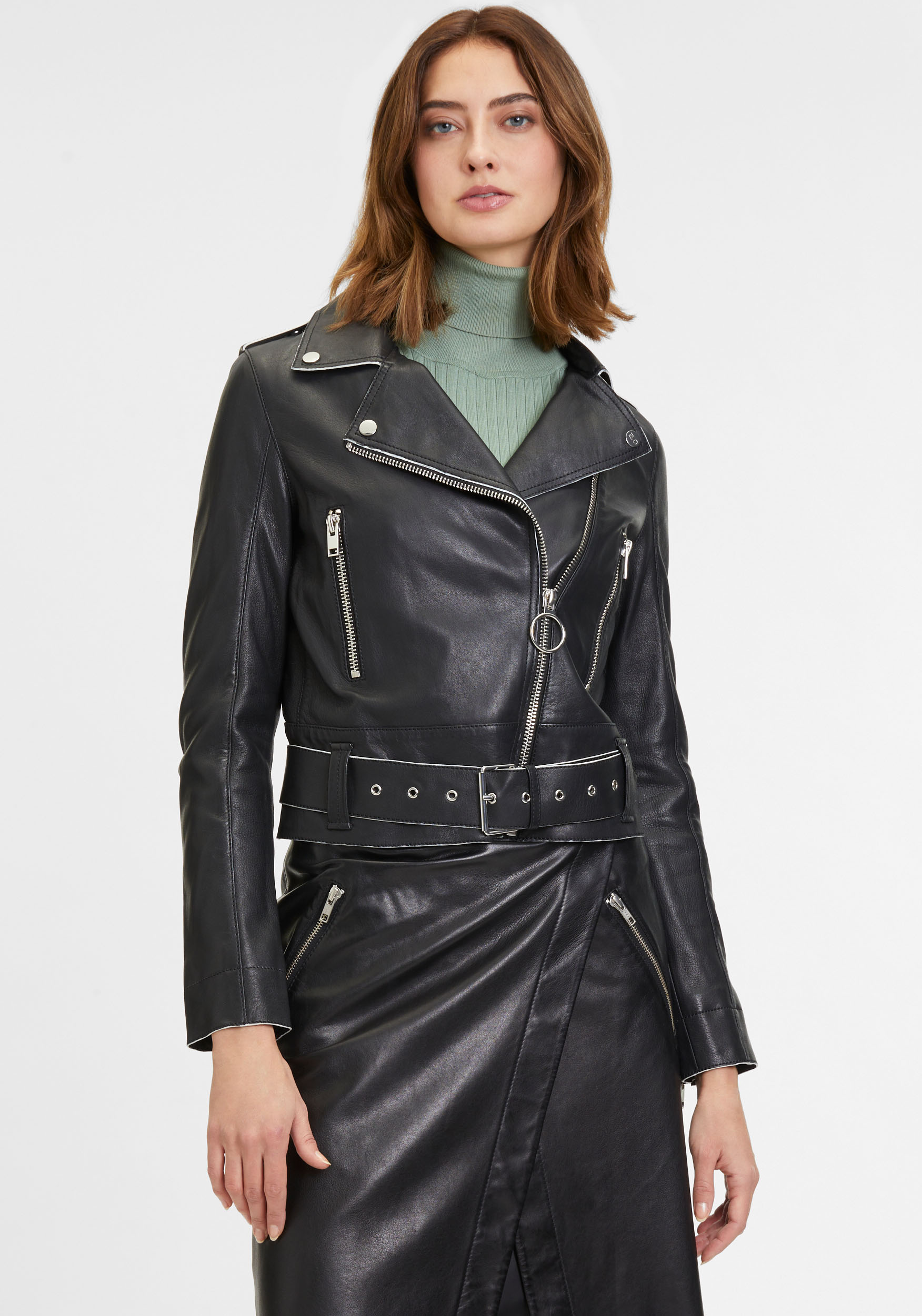 Mauritius Lederjacke »G2WCelin SF«, mit asymetrischem Reissverschluss, Gürtel, Zipper-Details Mauritius Lederjacke »G2WCelin SF«, mit asymetrischem Reissverschluss, Gürtel, Zipper-Details von Mauritius