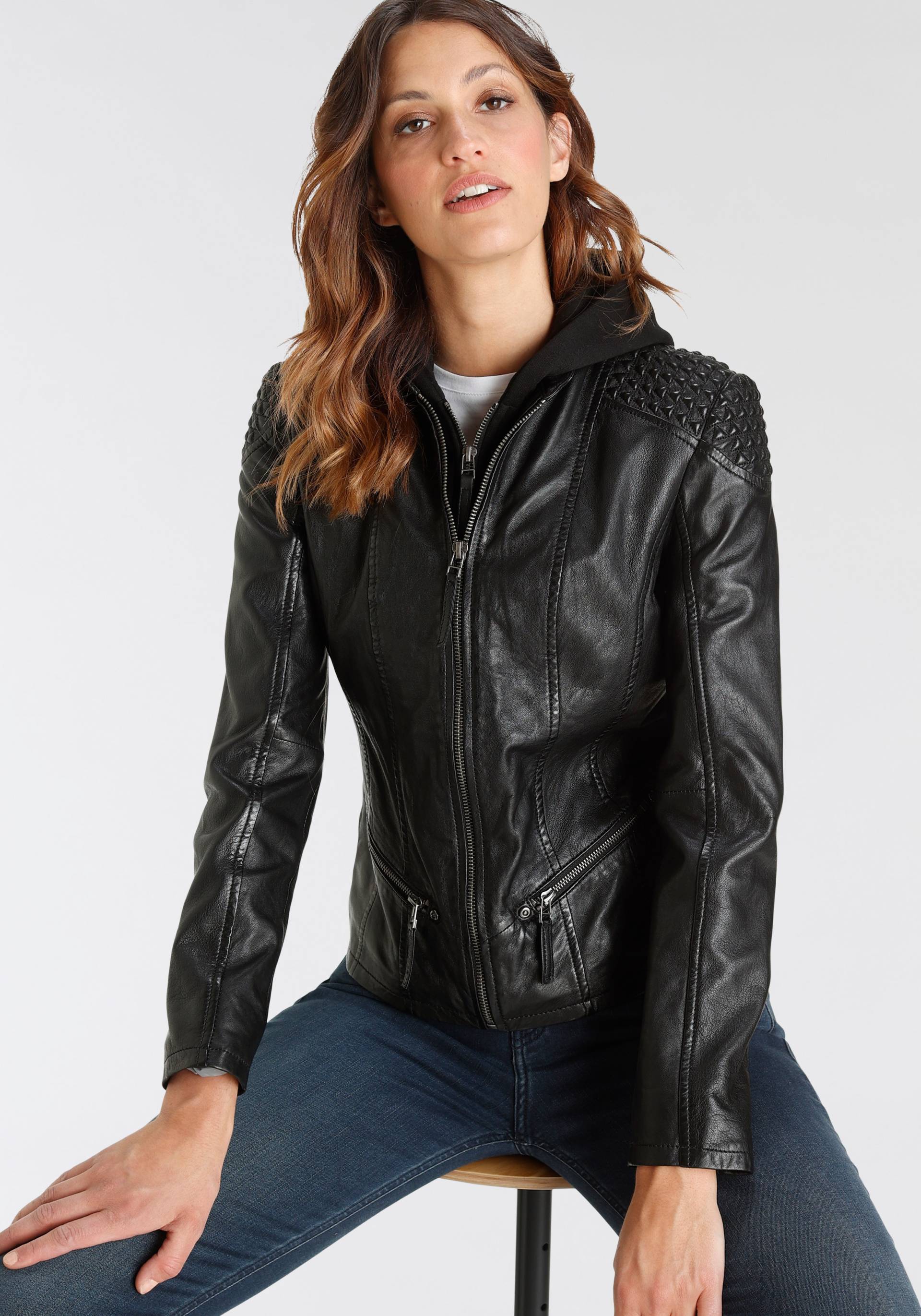 Mauritius Bikerjacke »GWNiruh«, mit Kapuze, mit Nieten-Details an der Schulter Mauritius Bikerjacke »GWNiruh«, mit Kapuze, mit Nieten-Details an der Schulter von Mauritius
