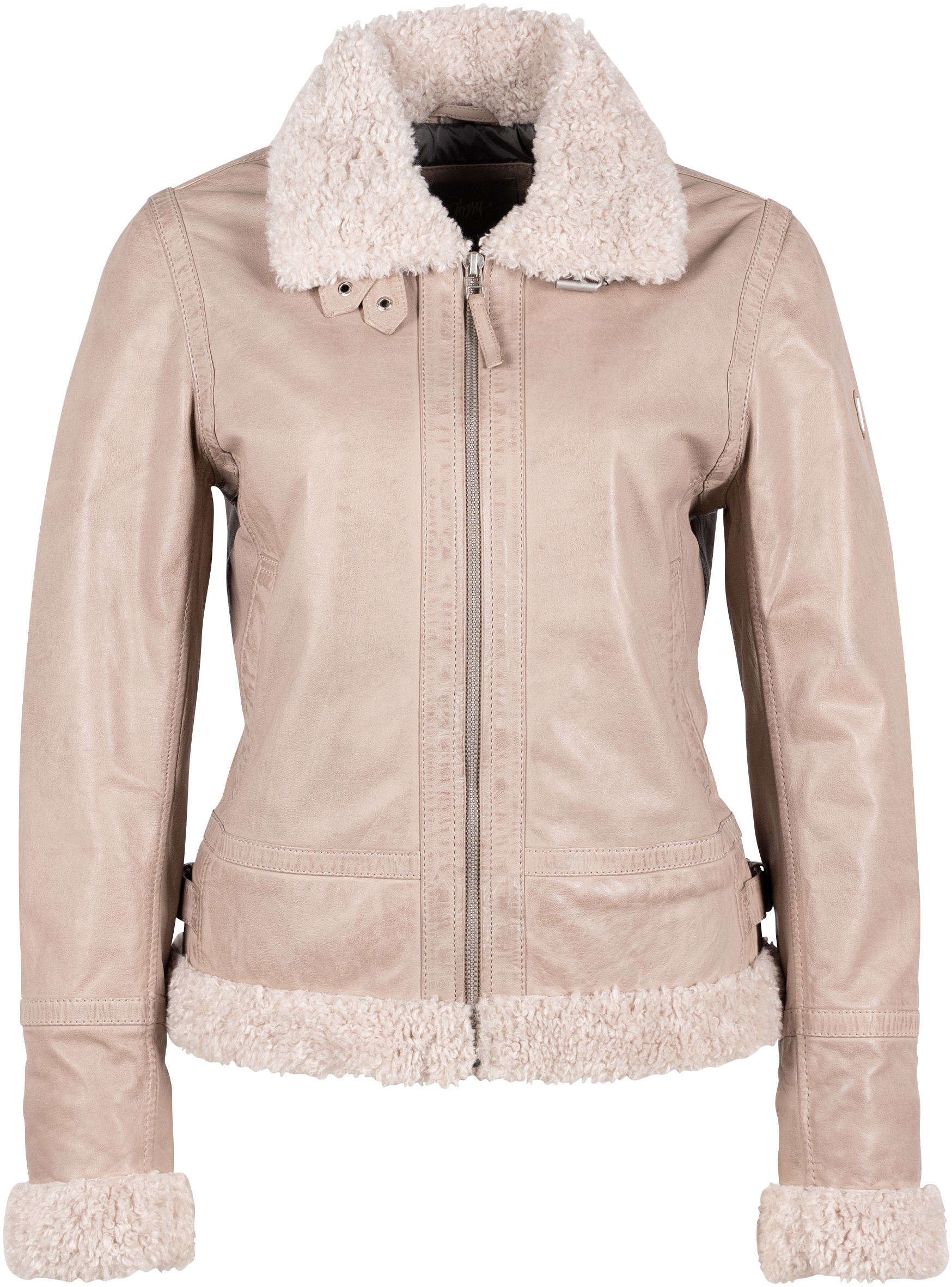 Gipsy Lederjacke »GWPhilina«, mit Fellimitat, Reissverschluss, Schnallen von gipsy