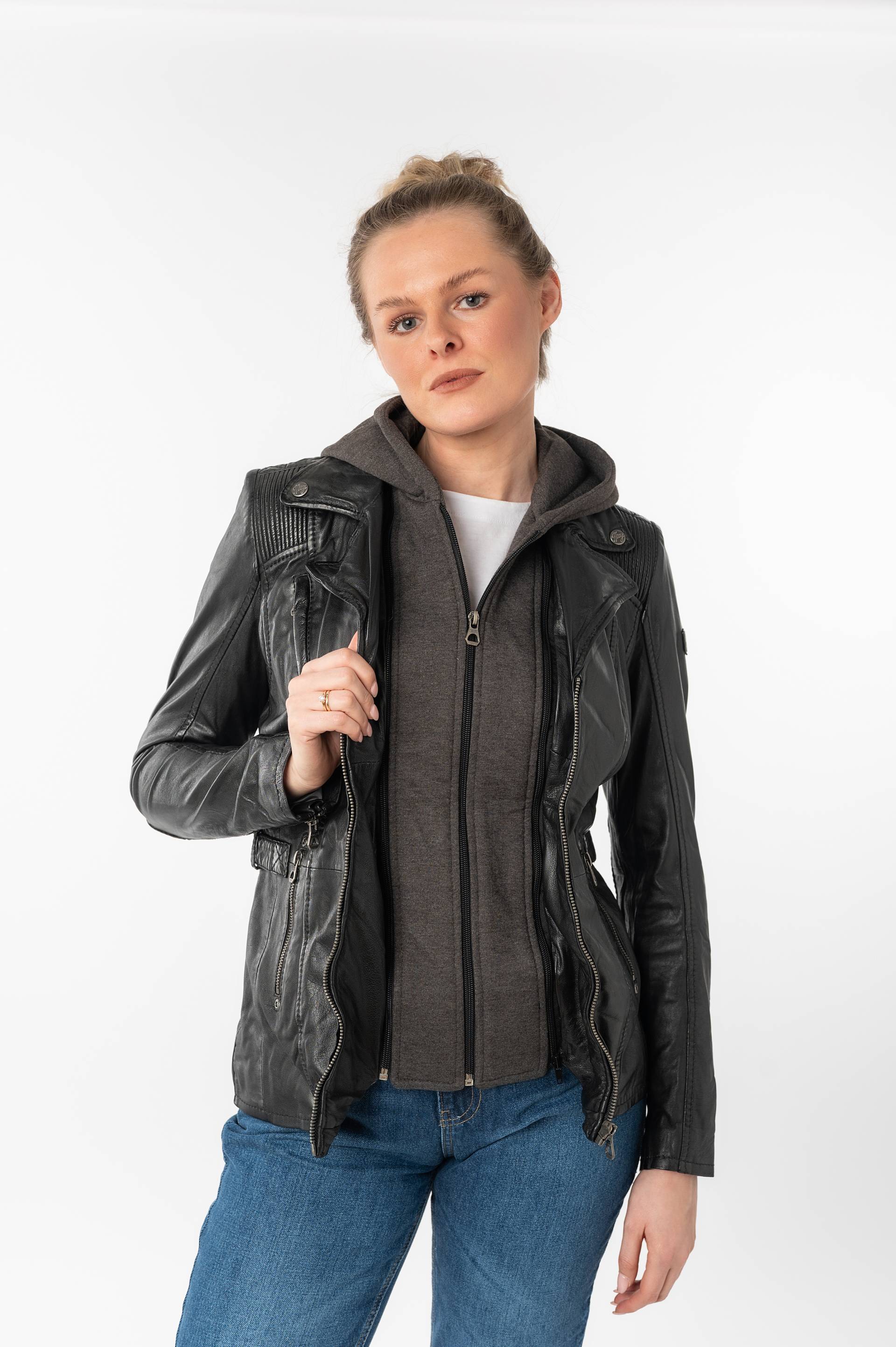 Gipsy Lederjacke »Adelyn«, mit Kapuze, 2-in-1-Lederjacke von gipsy