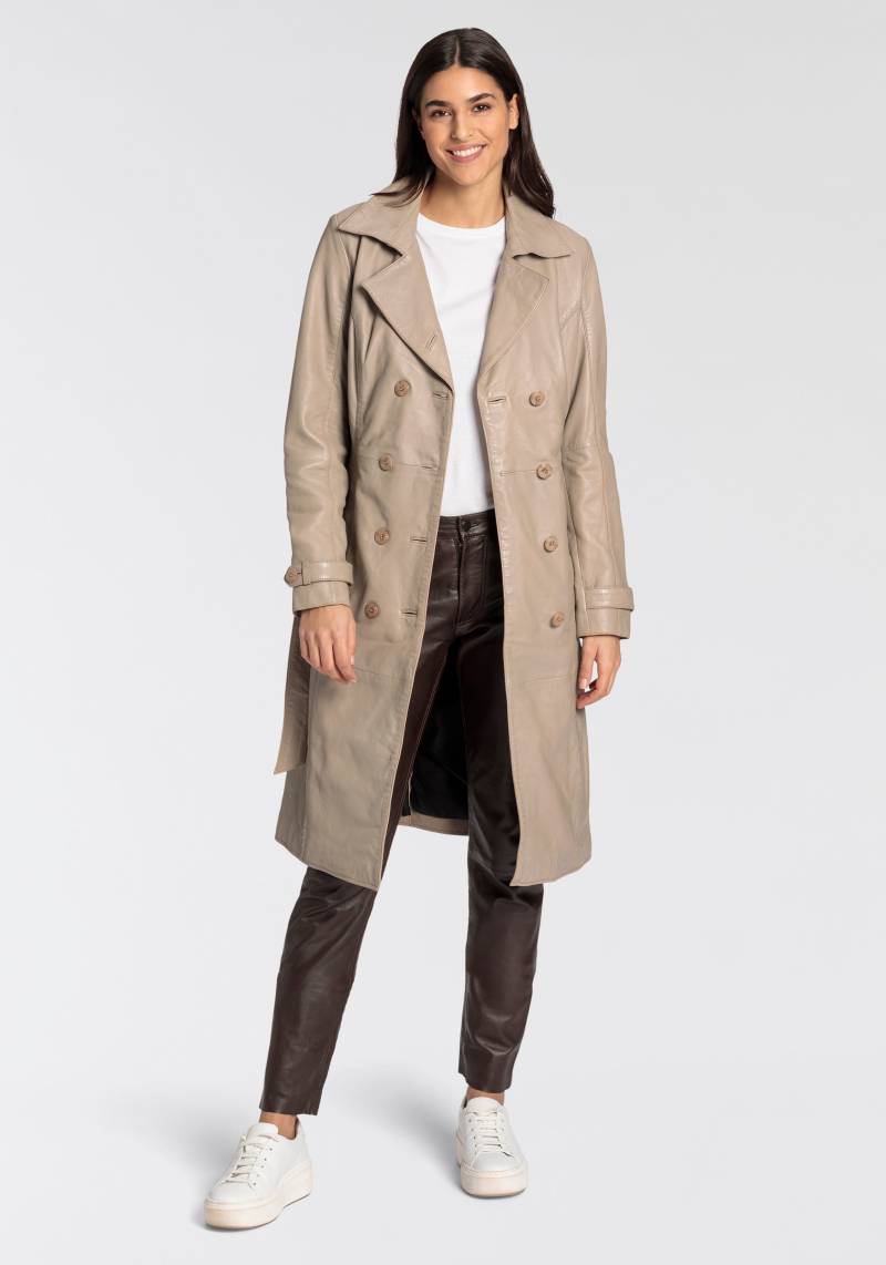 Gipsy Ledermantel »GWTaruh OT«, (2 tlg.), femininer Leder-Trenchcoat mit Bindegürtel von gipsy