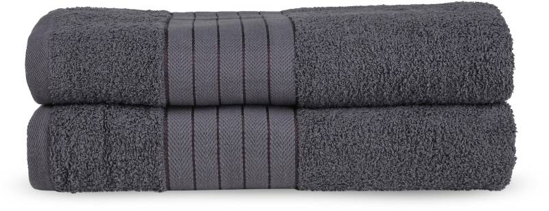 good morning Badetuch »Uni Towels«, (2 St., 2er Set Badetücher 70 x 140 cm), Baumwolle, Walkfrottee, Bordüre, 500 GSM, Weich, Einfarbig, Schwarz von good morning