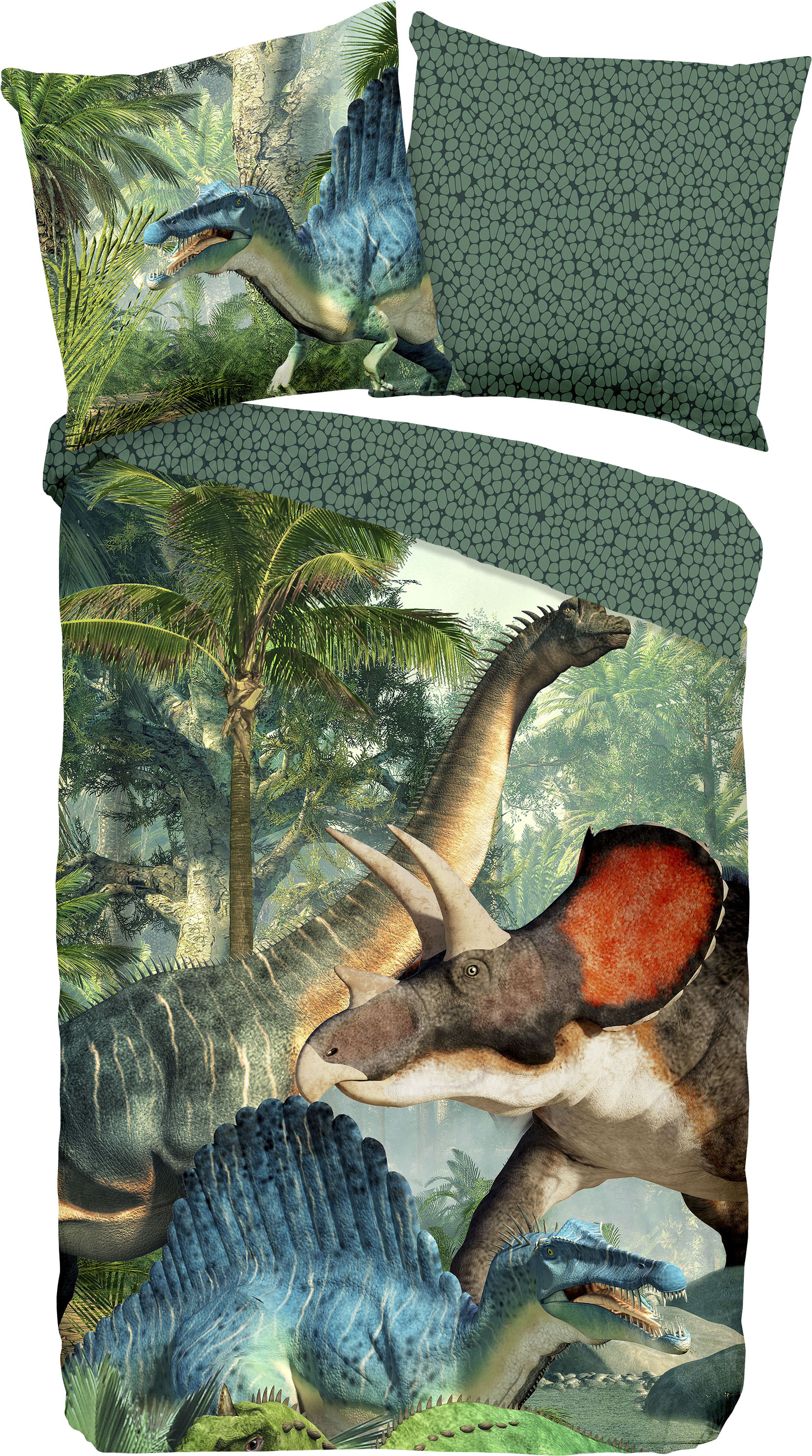 good morning Kinderbettwäsche »Jurassic«, Baumwolle, 135x200, Reissverschluss, Wendeoptik, Kind, Dino, Junge von good morning