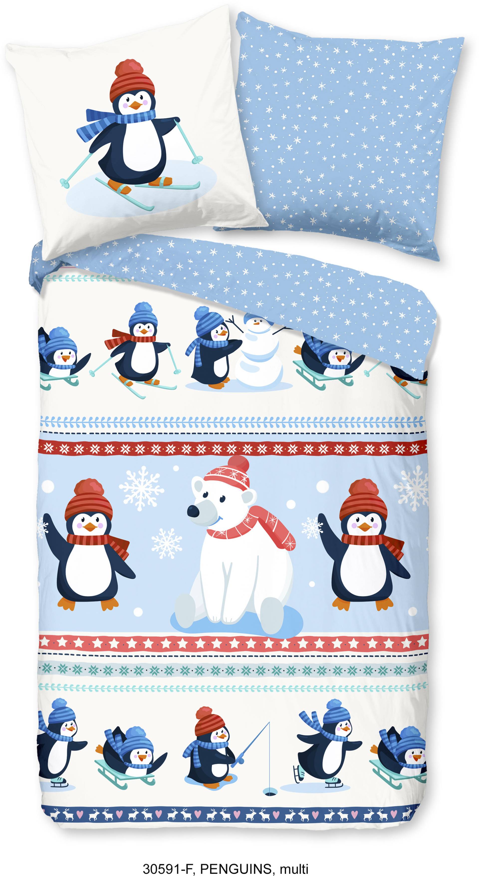 good morning Kinderbettwäsche »Penguins«, (2 tlg.), 100% Baumwolle/ Flanell (Biber) von good morning