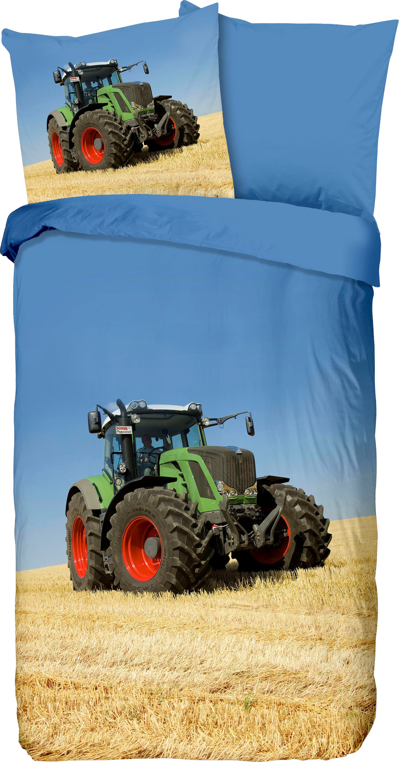 good morning Kinderbettwäsche »Tractor«, Baumwolle, 135x200, Reissverschluss, Wendeoptik, Kind, Junge, Traktor von good morning