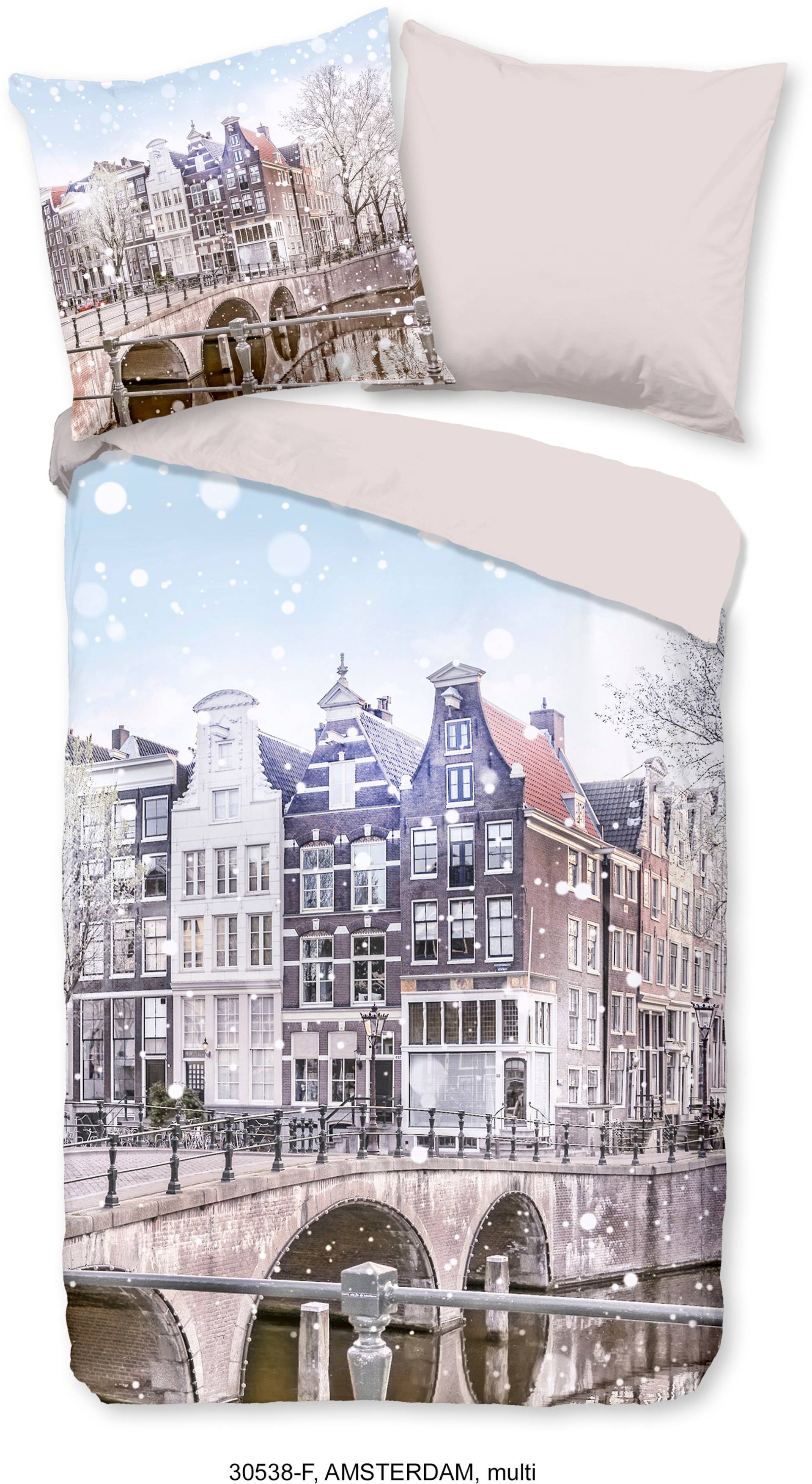 good morning Wendebettwäsche »Amsterdam Houses«, 100% Baumwolle/ Flanell (Biber) von good morning