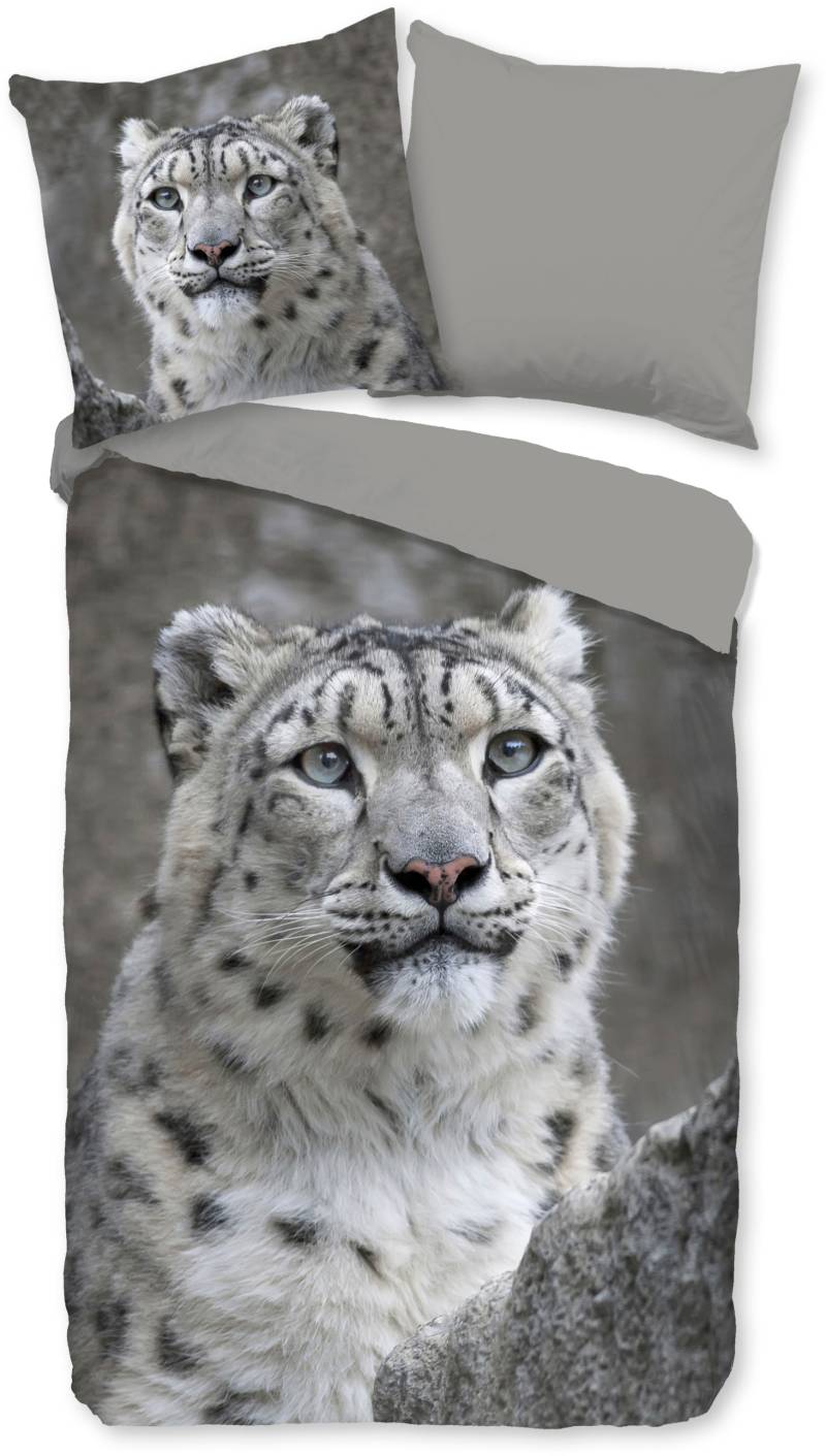 good morning Wendebettwäsche »Chief«, Biber, 135x200, Winter, Warm, Reissverschluss, Wendeoptik, Leopard von good morning