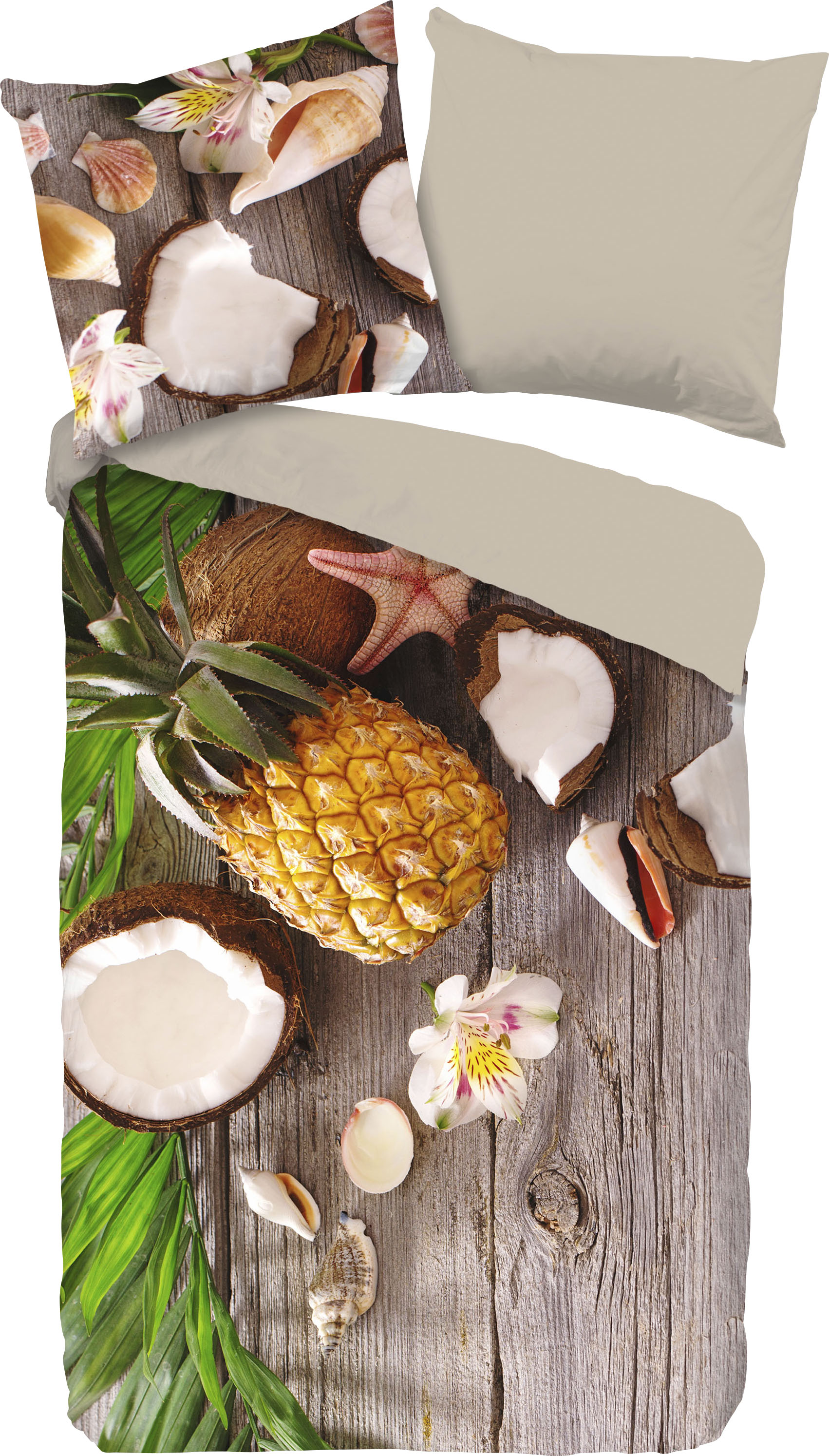 good morning Wendebettwäsche »Coconut«, (2 tlg.), mit Kokosnuss und Ananas bedruckt von good morning