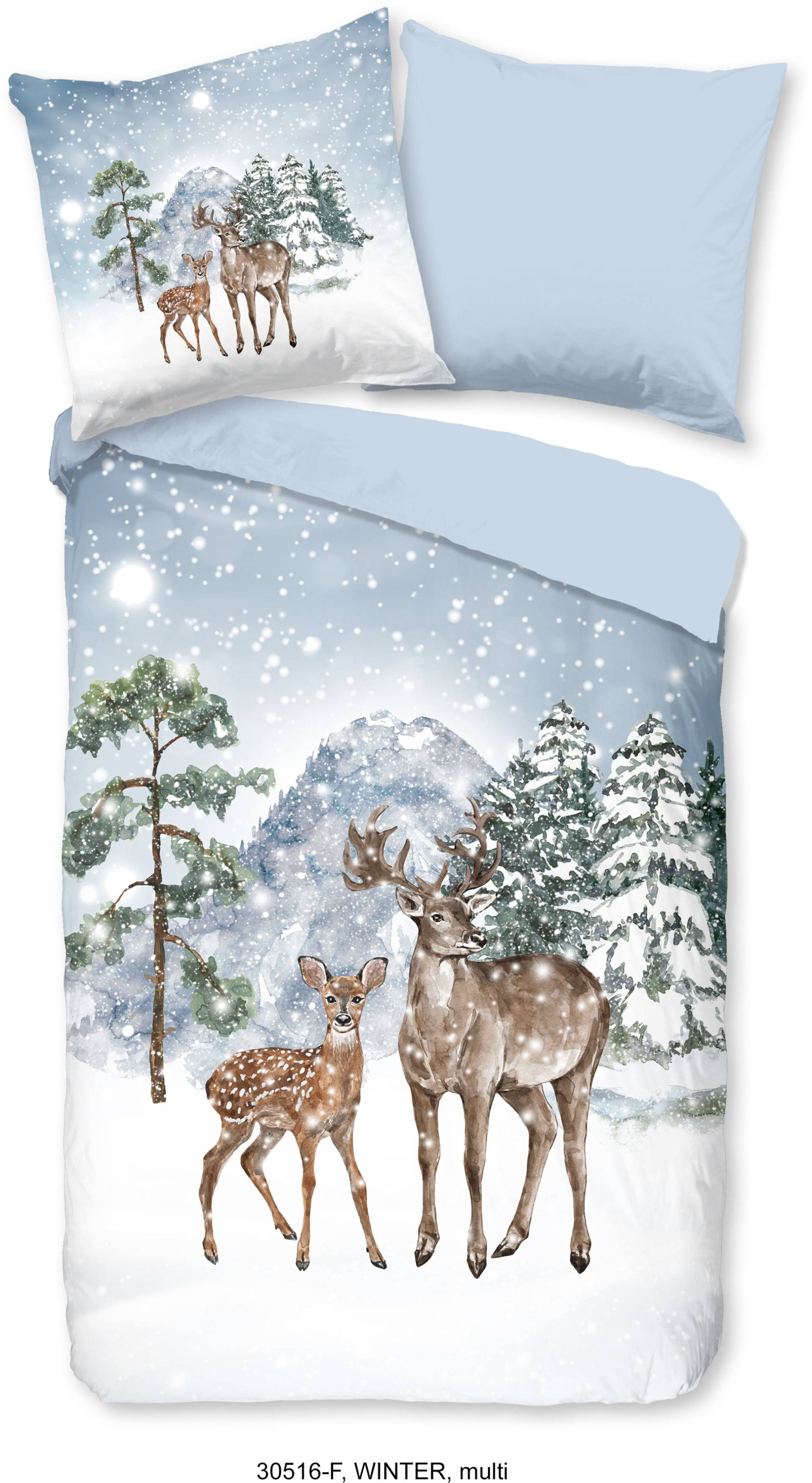 good morning Wendebettwäsche »Deer Winter Landscape«, 100% Baumwolle/ Flanell (Biber) von good morning