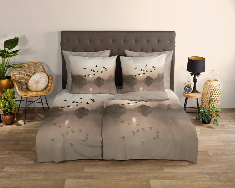 good morning Wendebettwäsche »Sense«, 100% Baumwolle, 135x200, Reissverschluss, Wendeoptik, Simple, Sand von good morning