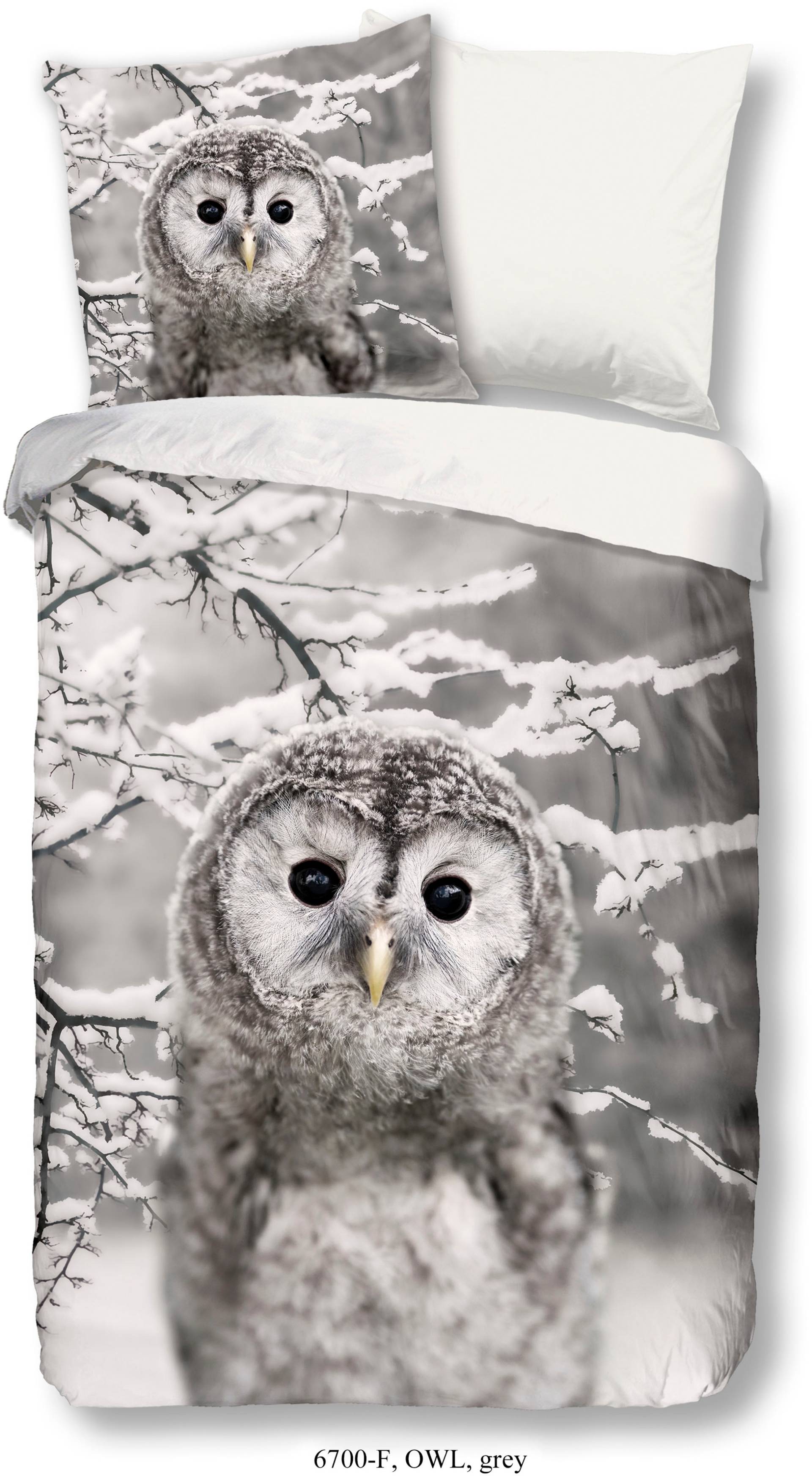 good morning Wendebettwäsche »Winter Snow Owl«, (2 tlg.), 100% Baumwolle/ Flanell (Biber) von good morning