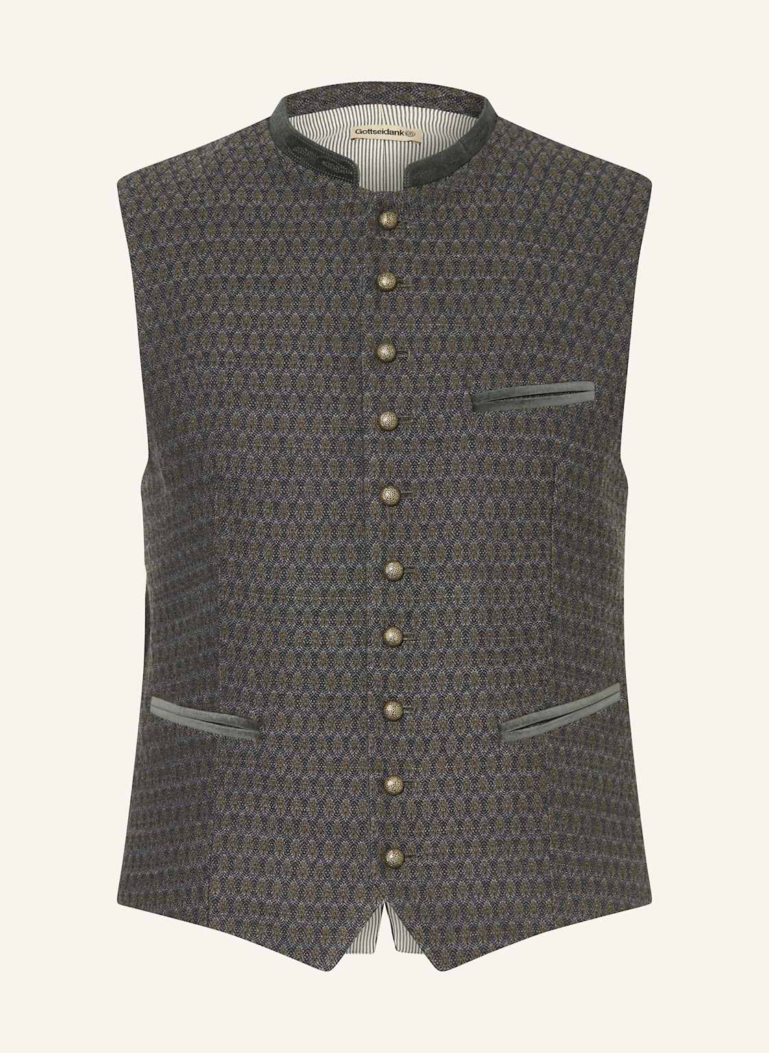 Gottseidank Trachtenweste Konstantin Extra Slim Fit grau von gottseidank